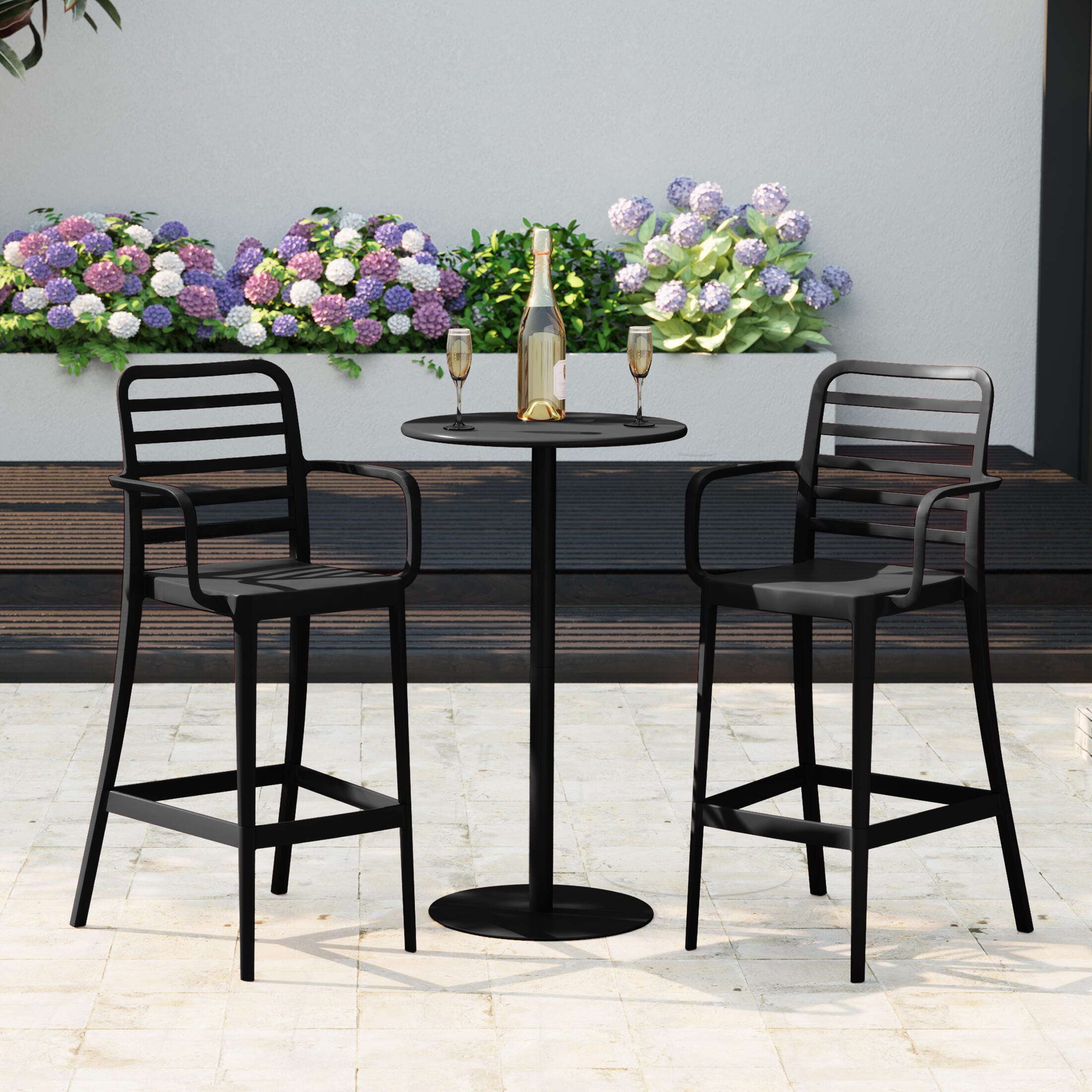 Westin Furniture Solene Outdoor Bar Table and 2 Barstools, Black, rollover