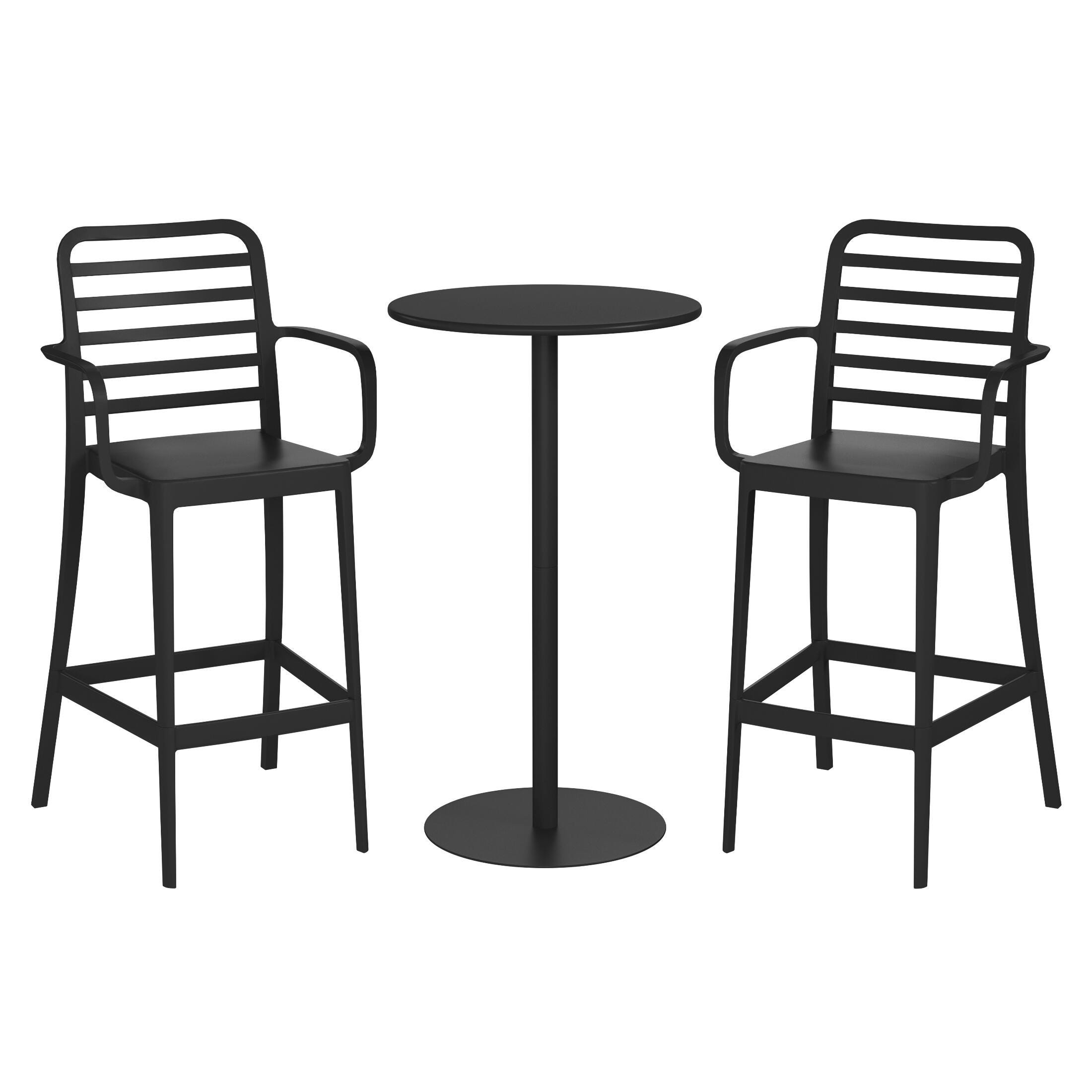 Westin Furniture Solene Outdoor Bar Table and 2 Barstools, Black, large