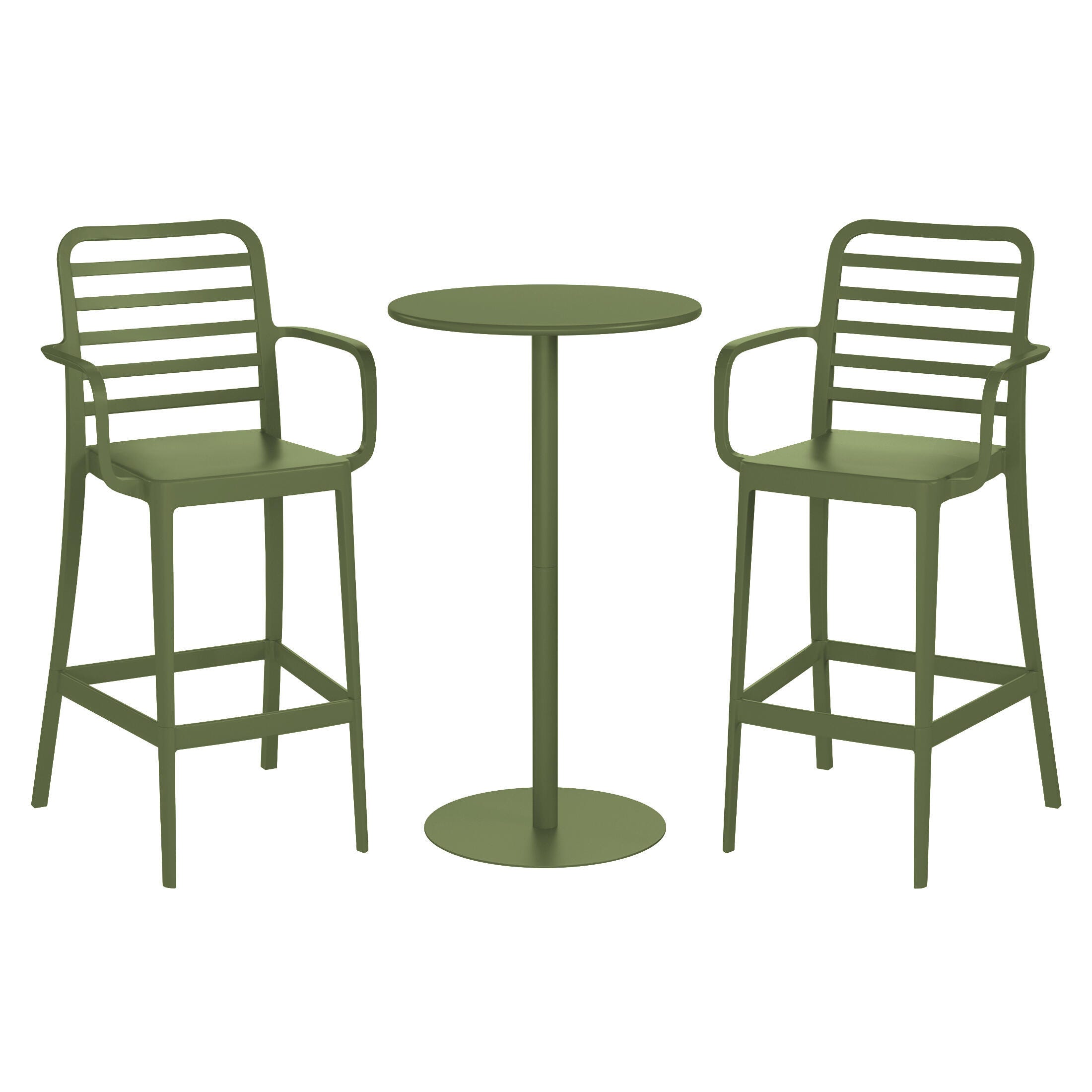 Westin Furniture Solene Outdoor Bar Table and 2 Barstools, Olive Green, large