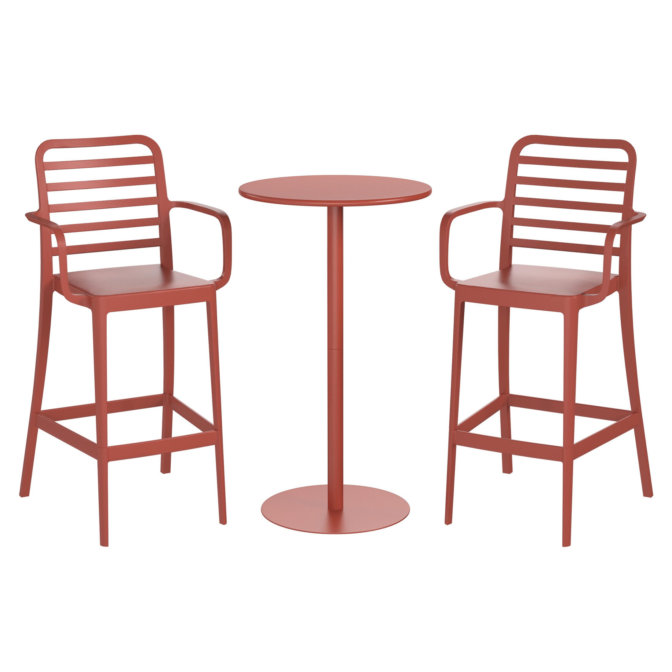 Westin Furniture Solene Outdoor Bar Table and 2 Barstools, Red, large