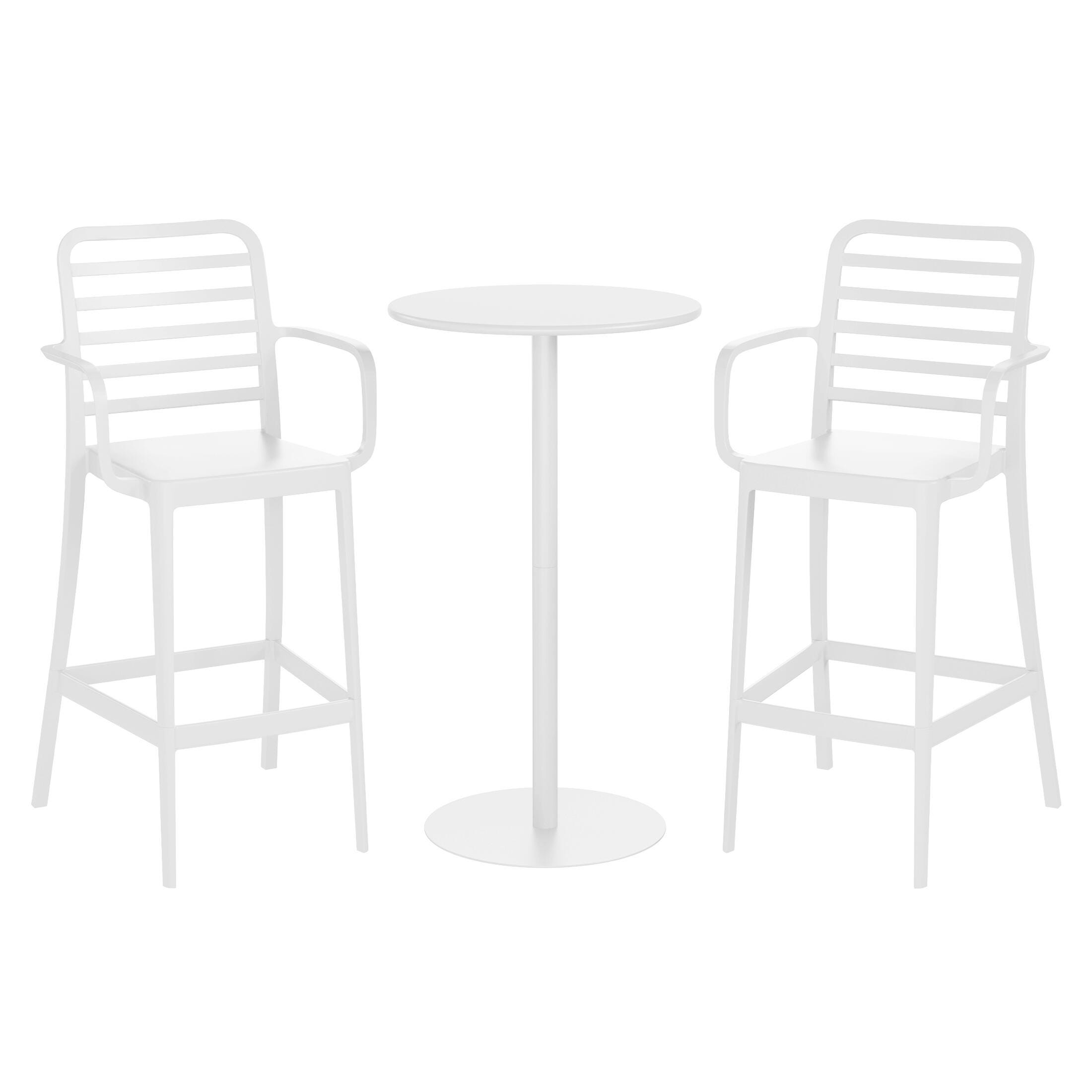 Westin Furniture Solene Outdoor Bar Table and 2 Barstools, White, large