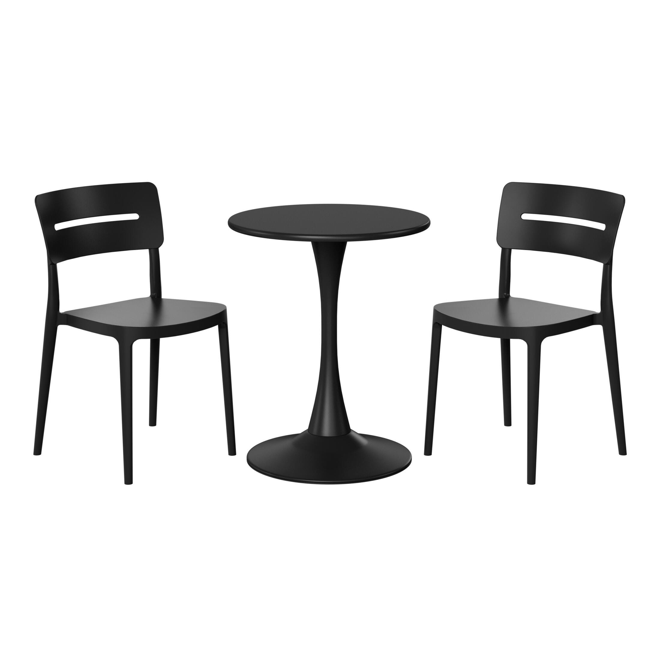 Westin Furniture Meadow Round Outdoor Dining Table and 2 Chairs, Black, large