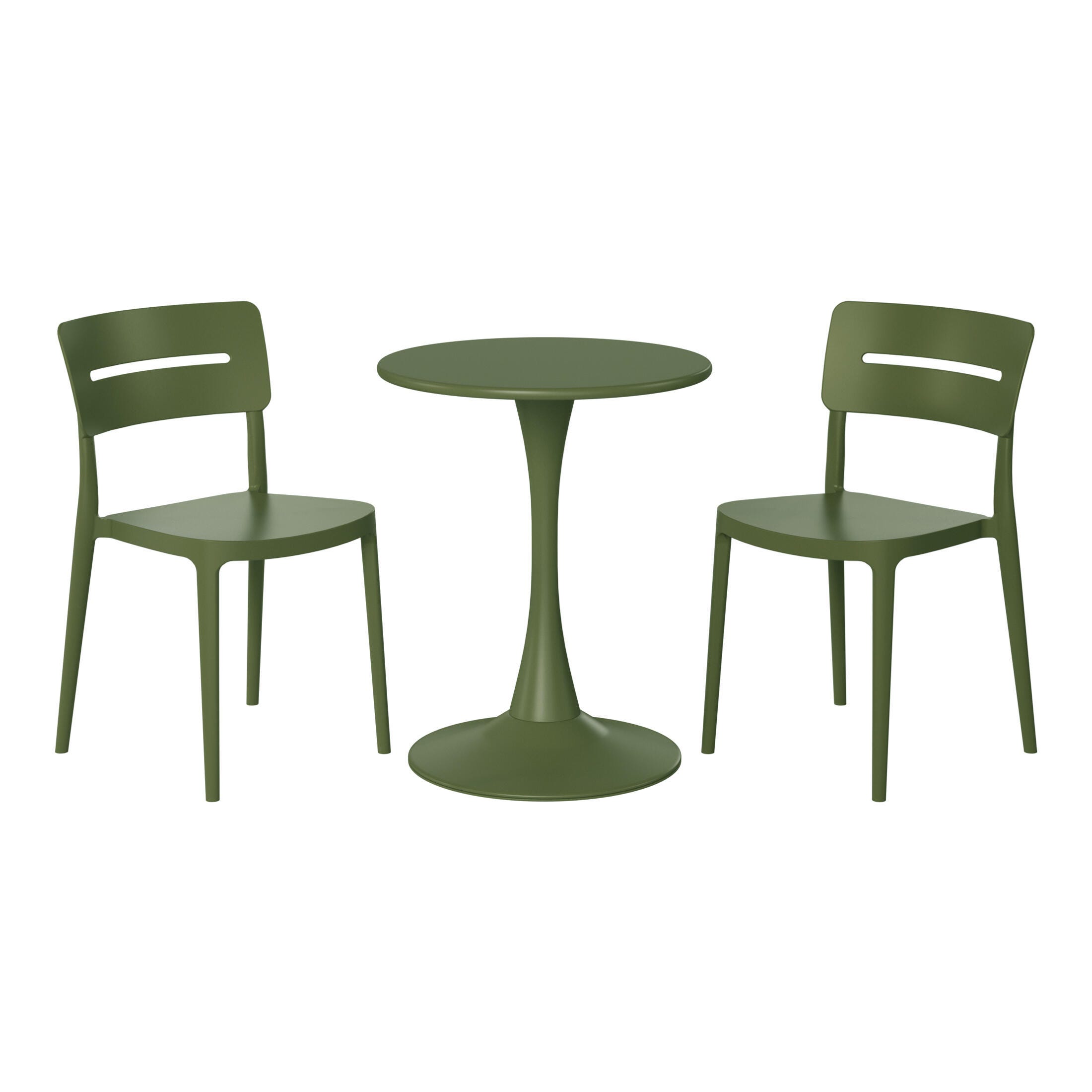 Westin Furniture Meadow Round Outdoor Dining Table and 2 Chairs, Olive Green, large