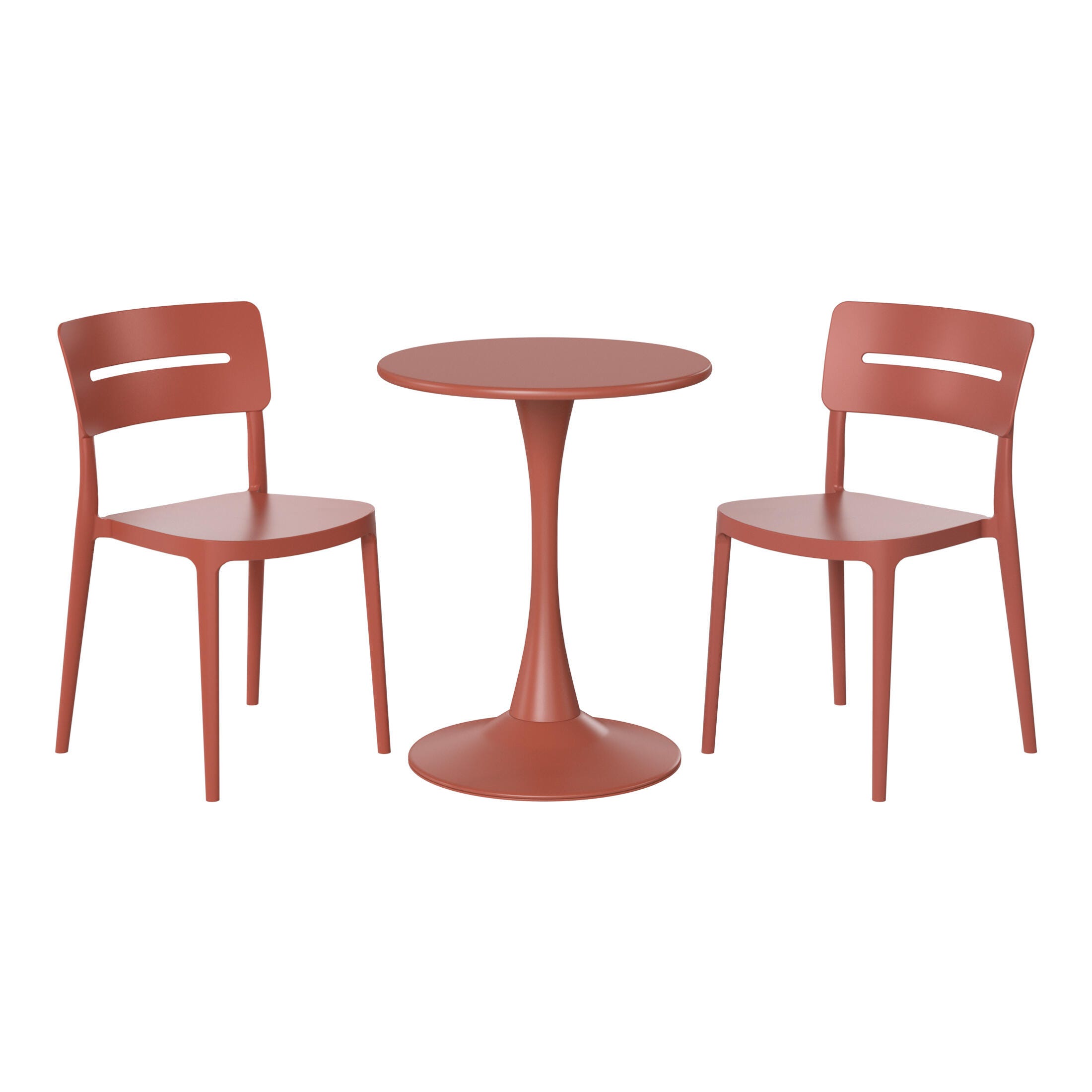 Westin Furniture Meadow Round Outdoor Dining Table and 2 Chairs, Red, large