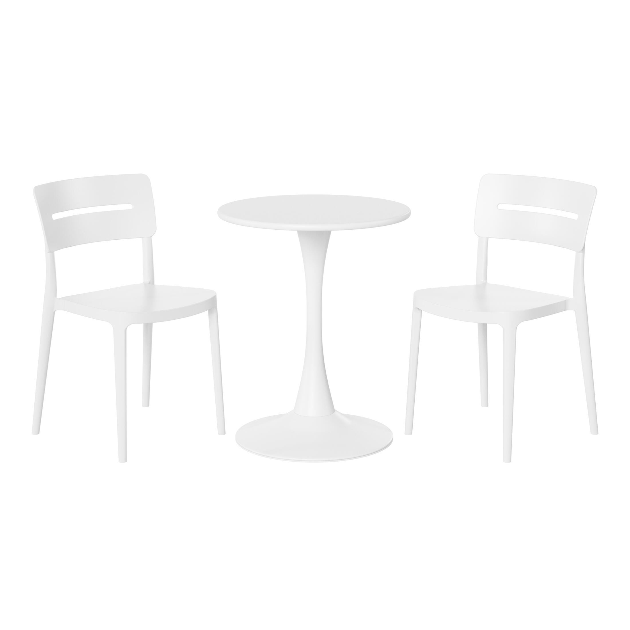 Westin Furniture Meadow Round Outdoor Dining Table and 2 Chairs, White, large