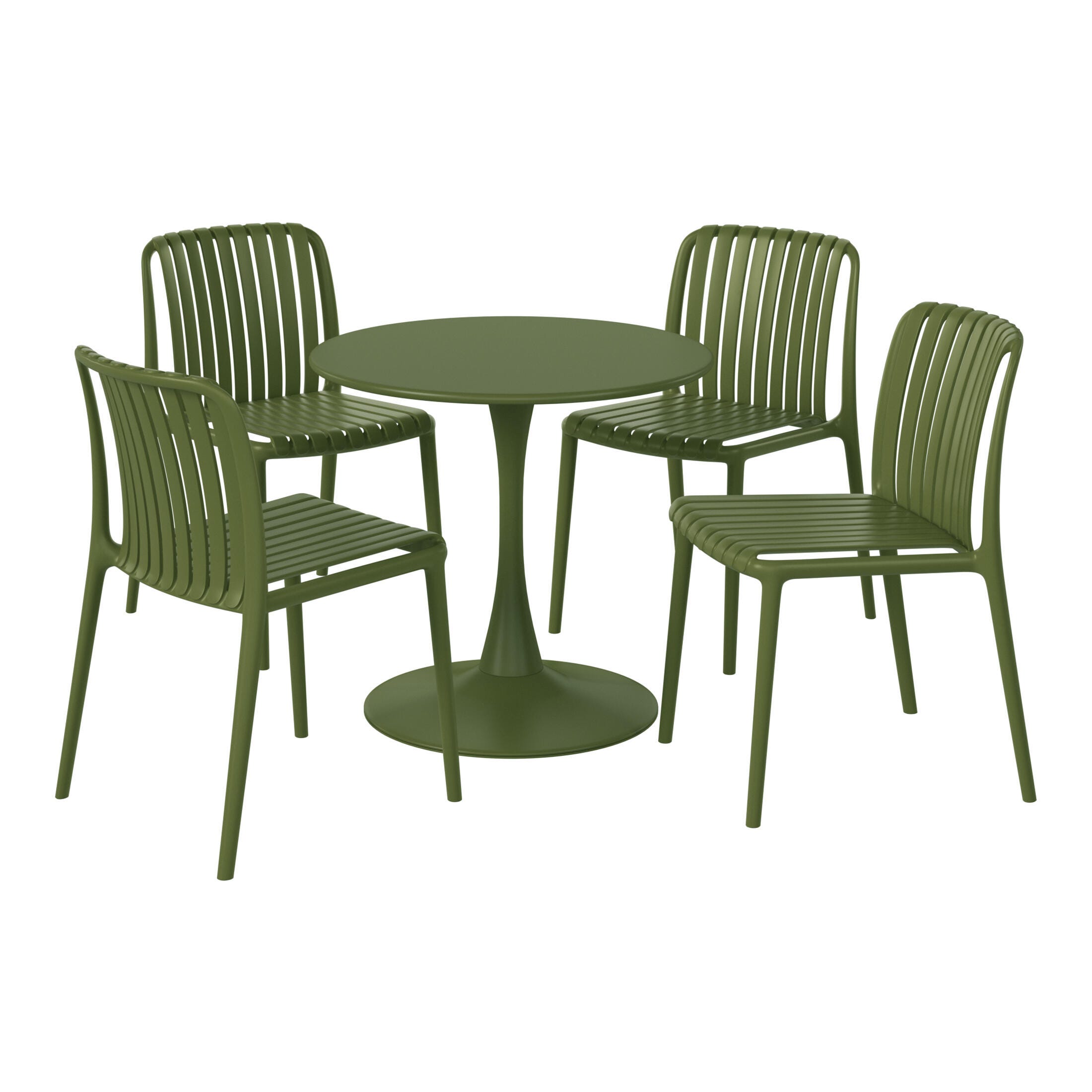 Westin Furniture Harlow Round Outdoor Dining Table and 4 Chairs, Olive Green, large