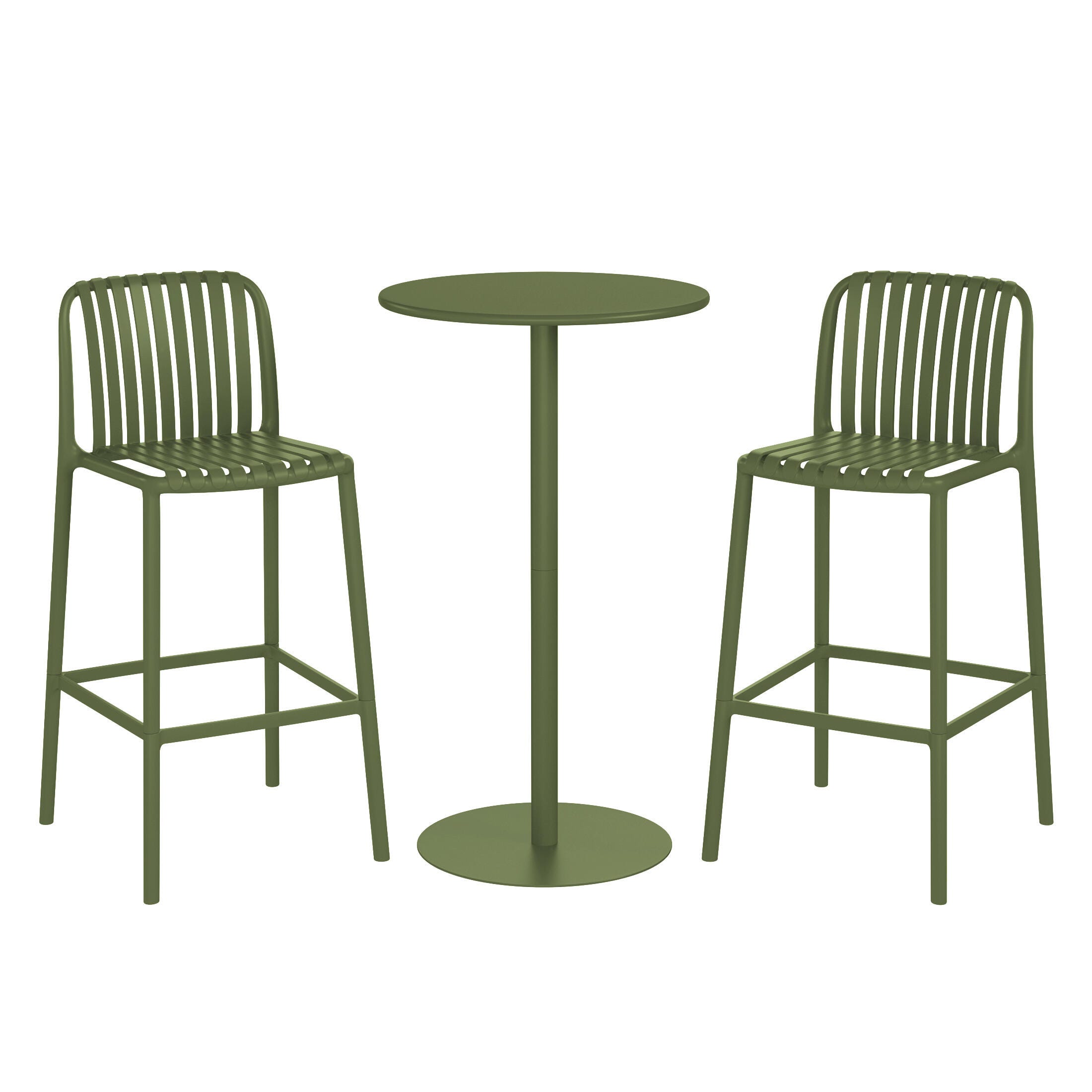 Westin Furniture Soleil Outdoor Bar Table and 2 Barstools, Olive Green, large