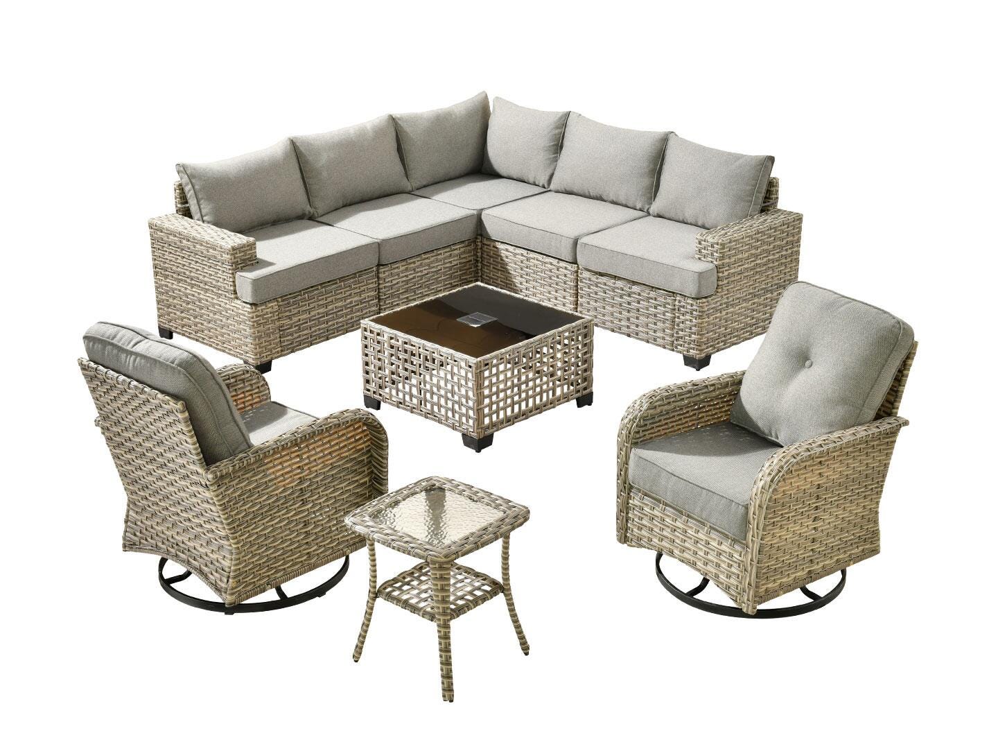 Noviland HOMLUX Outdoor Conversation Set with Coffee Table, Dark Gray, large