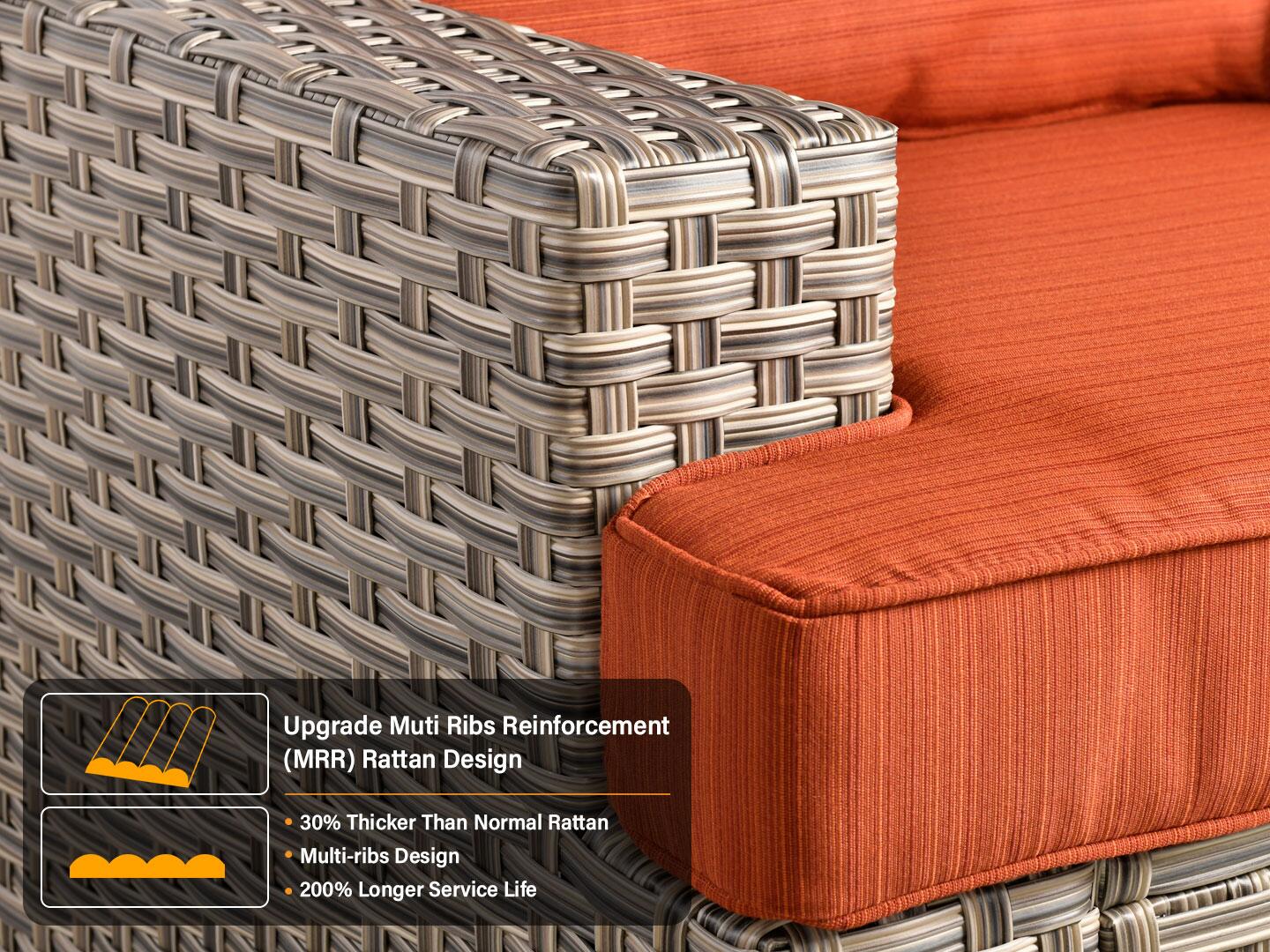 Noviland HOMLUX Outdoor Conversation Set with Coffee Table, Orange, large