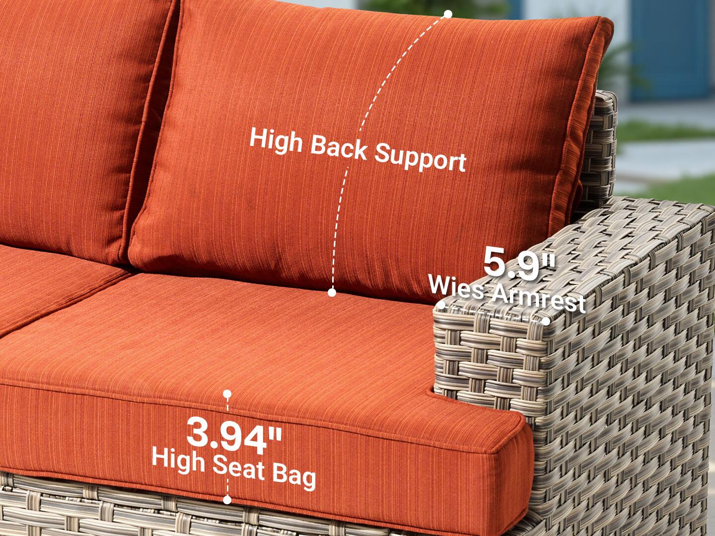 Noviland HOMLUX Outdoor Conversation Set with Coffee Table, Orange, large