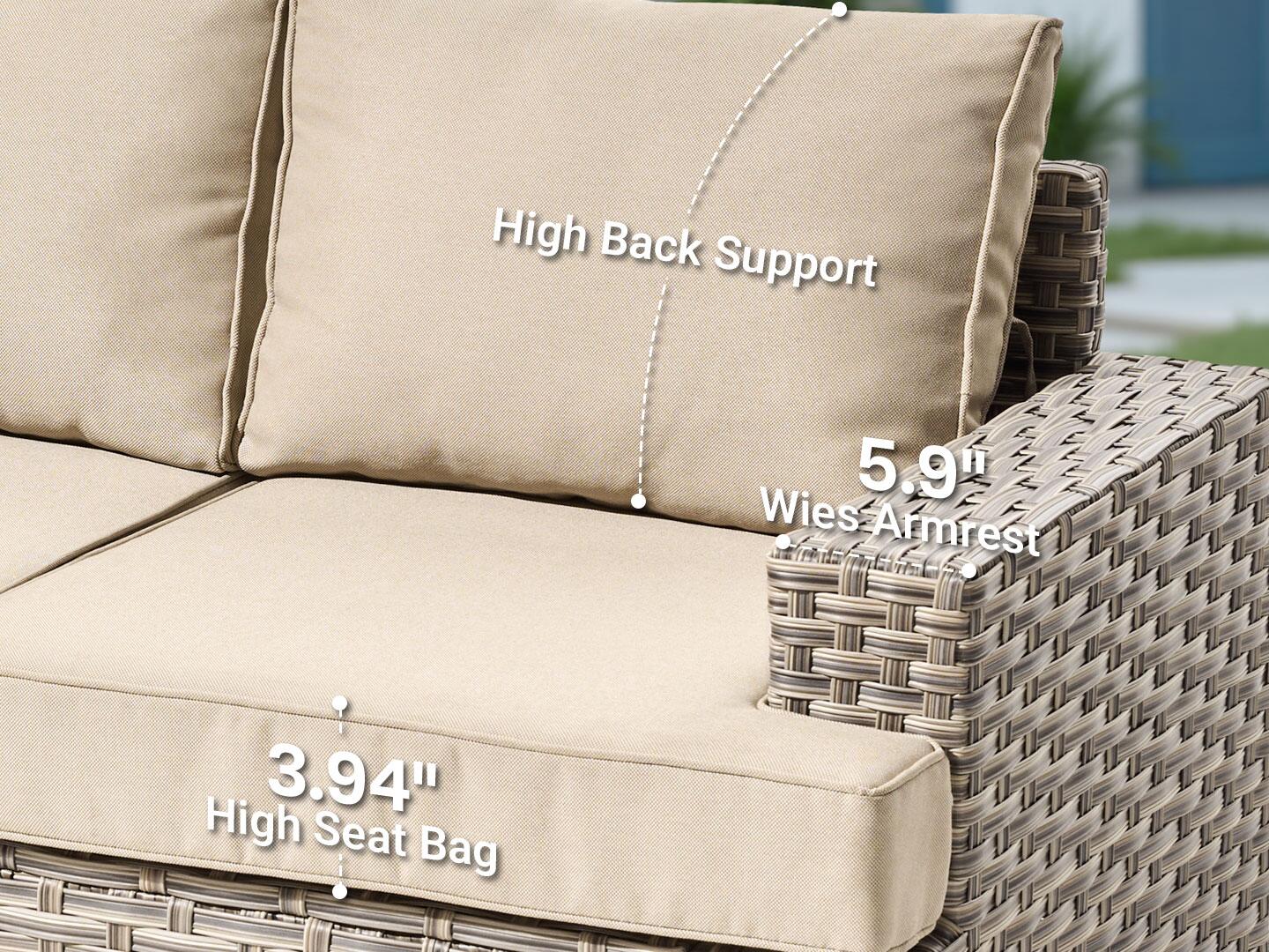 Noviland HOMLUX Outdoor Conversation Set with Coffee Table, Beige, large