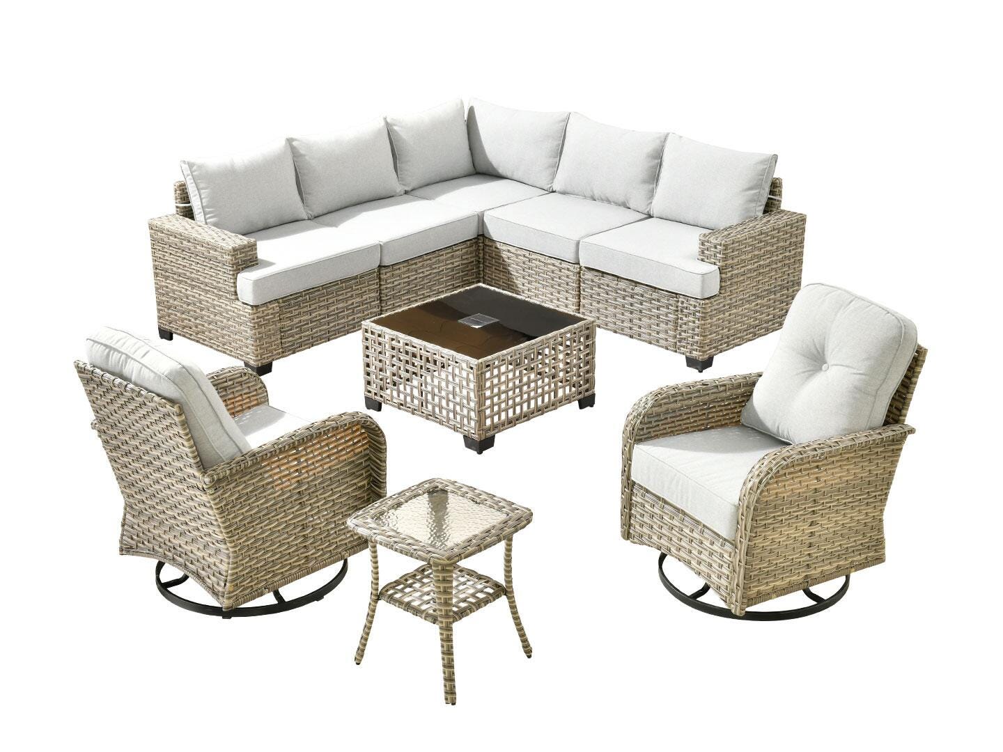 Noviland HOMLUX Outdoor Conversation Set with Coffee Table, Gray, large