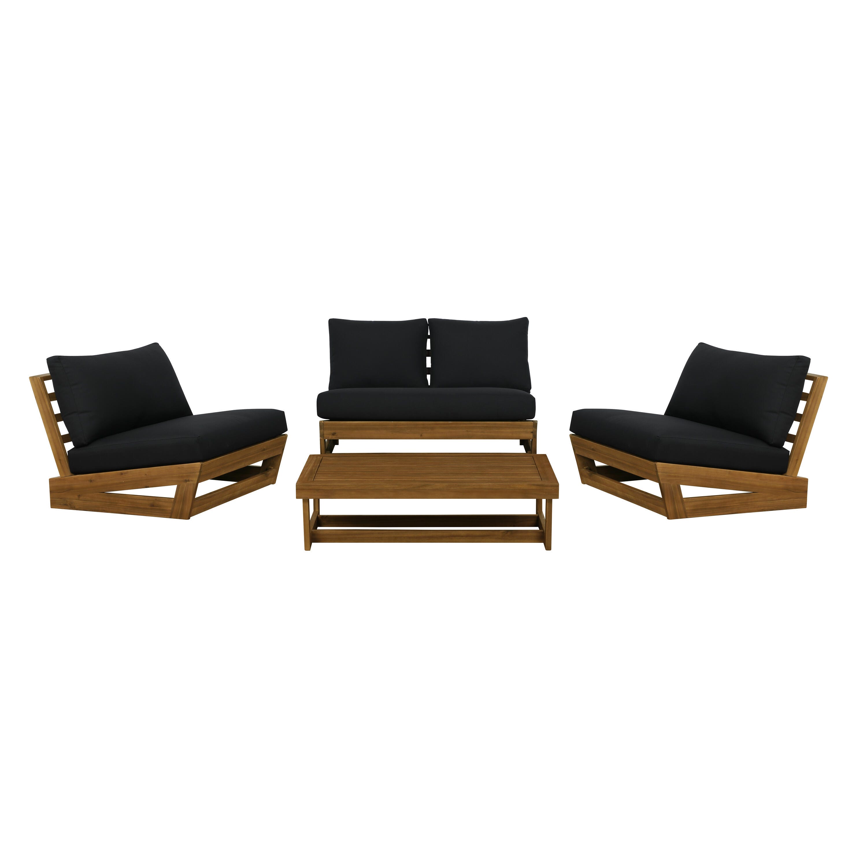 Linon Carmel Outdoor Conversation Set, Brown/Black, large