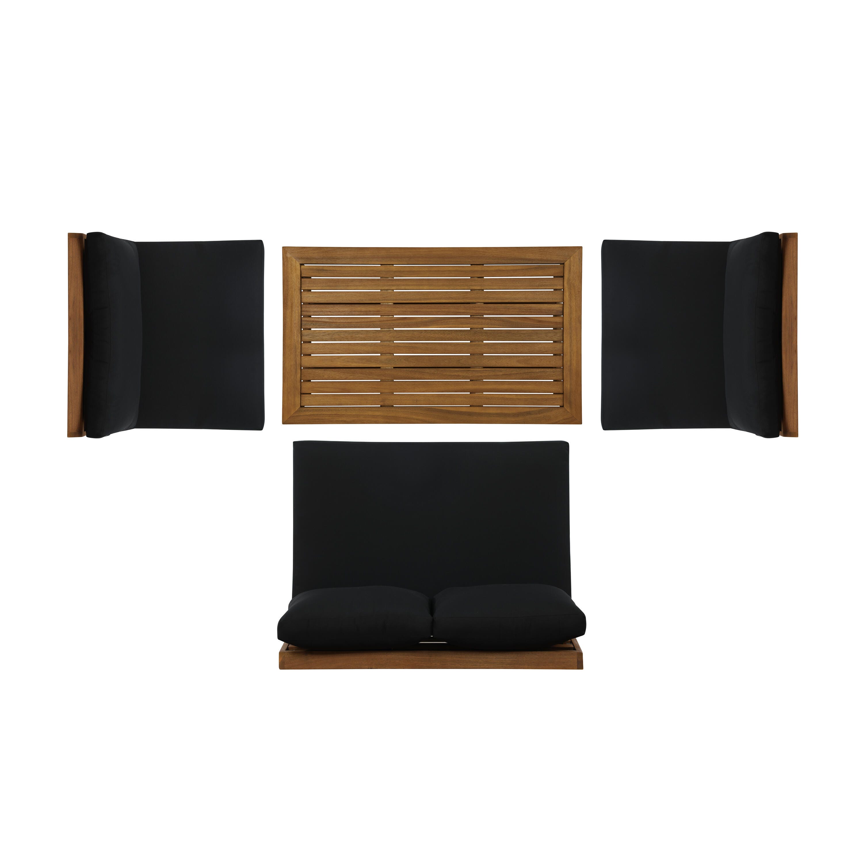 Linon Carmel Outdoor Conversation Set, Brown/Black, large