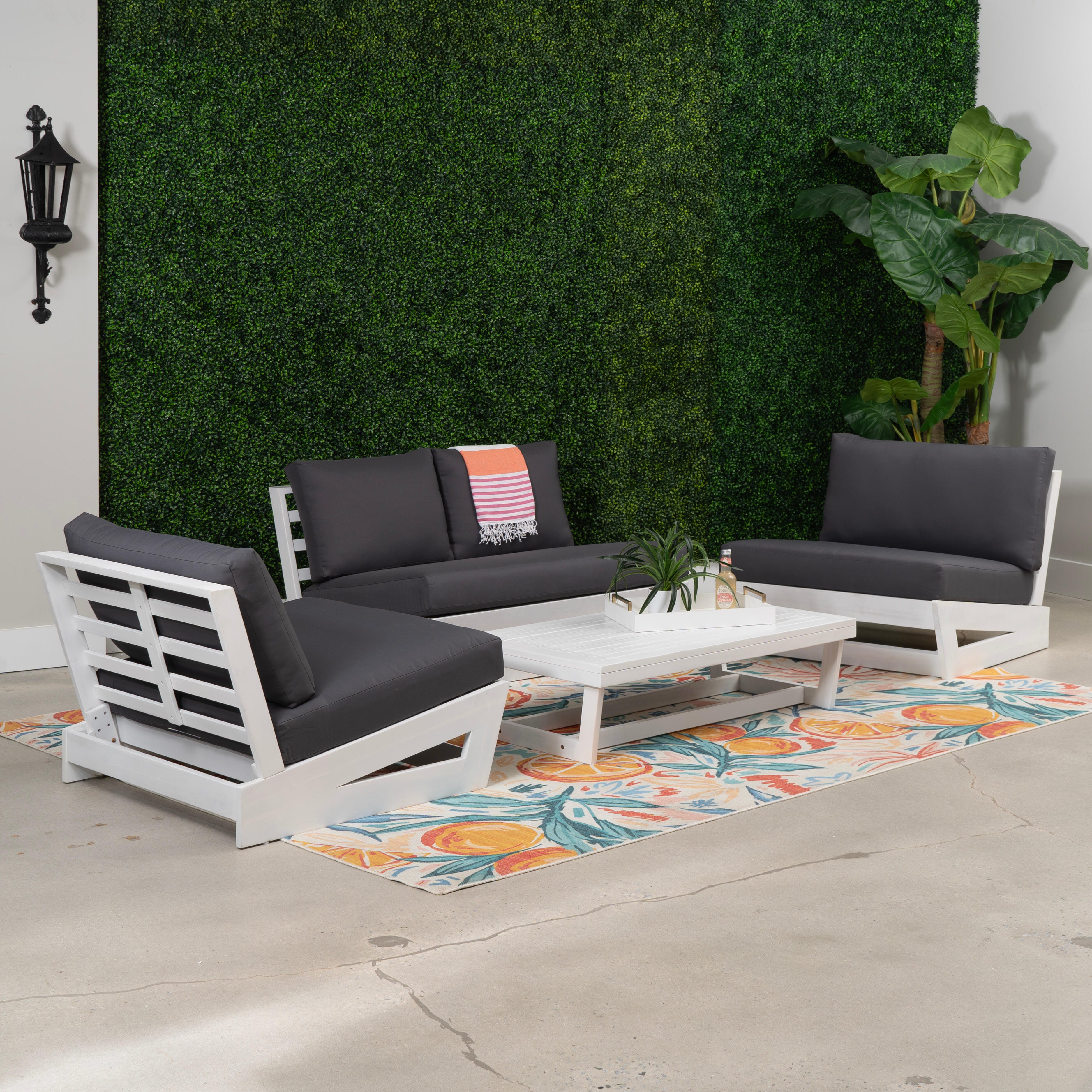 Linon Carmel Outdoor Conversation Set, White/Gray, rollover