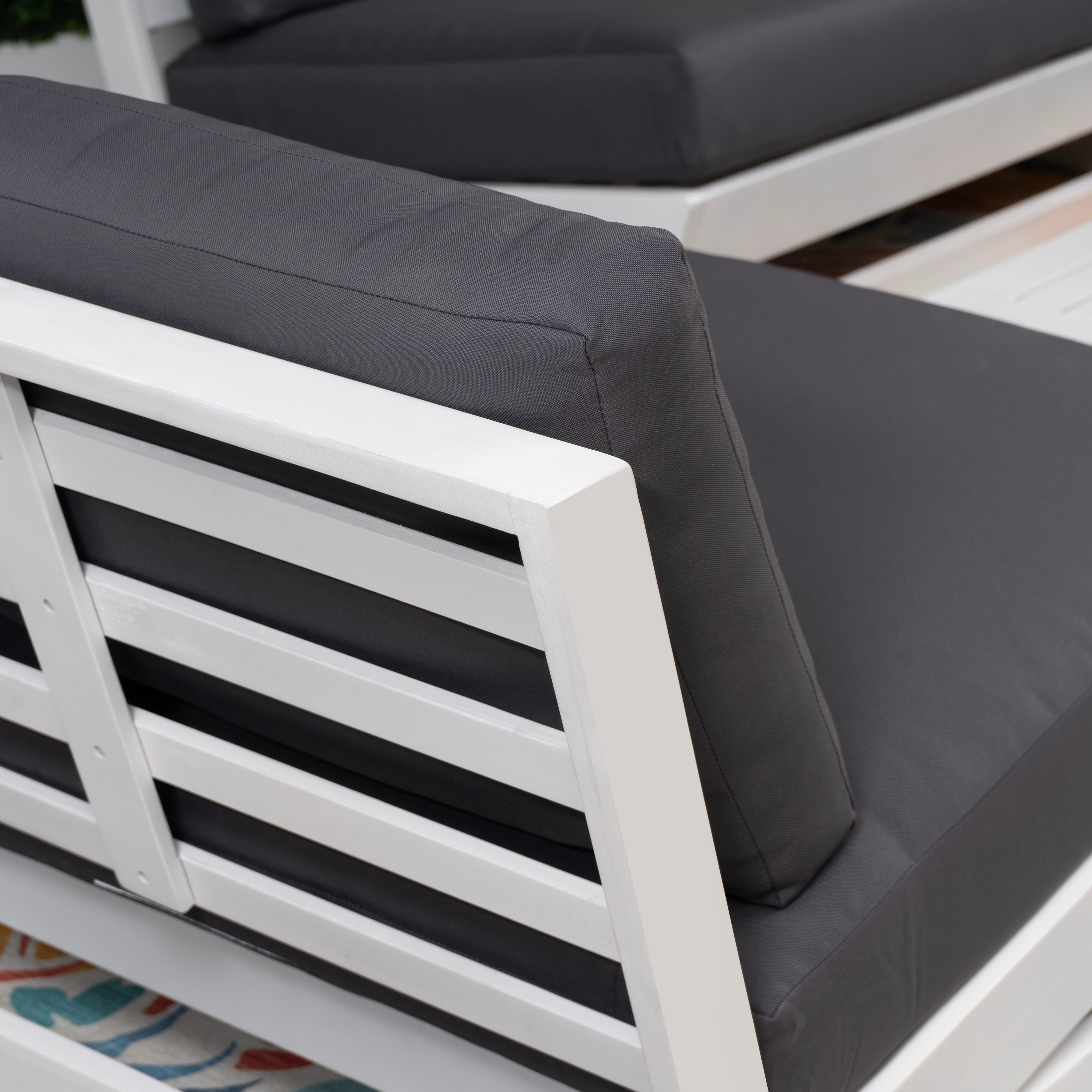 Linon Carmel Outdoor Conversation Set, White/Gray, large