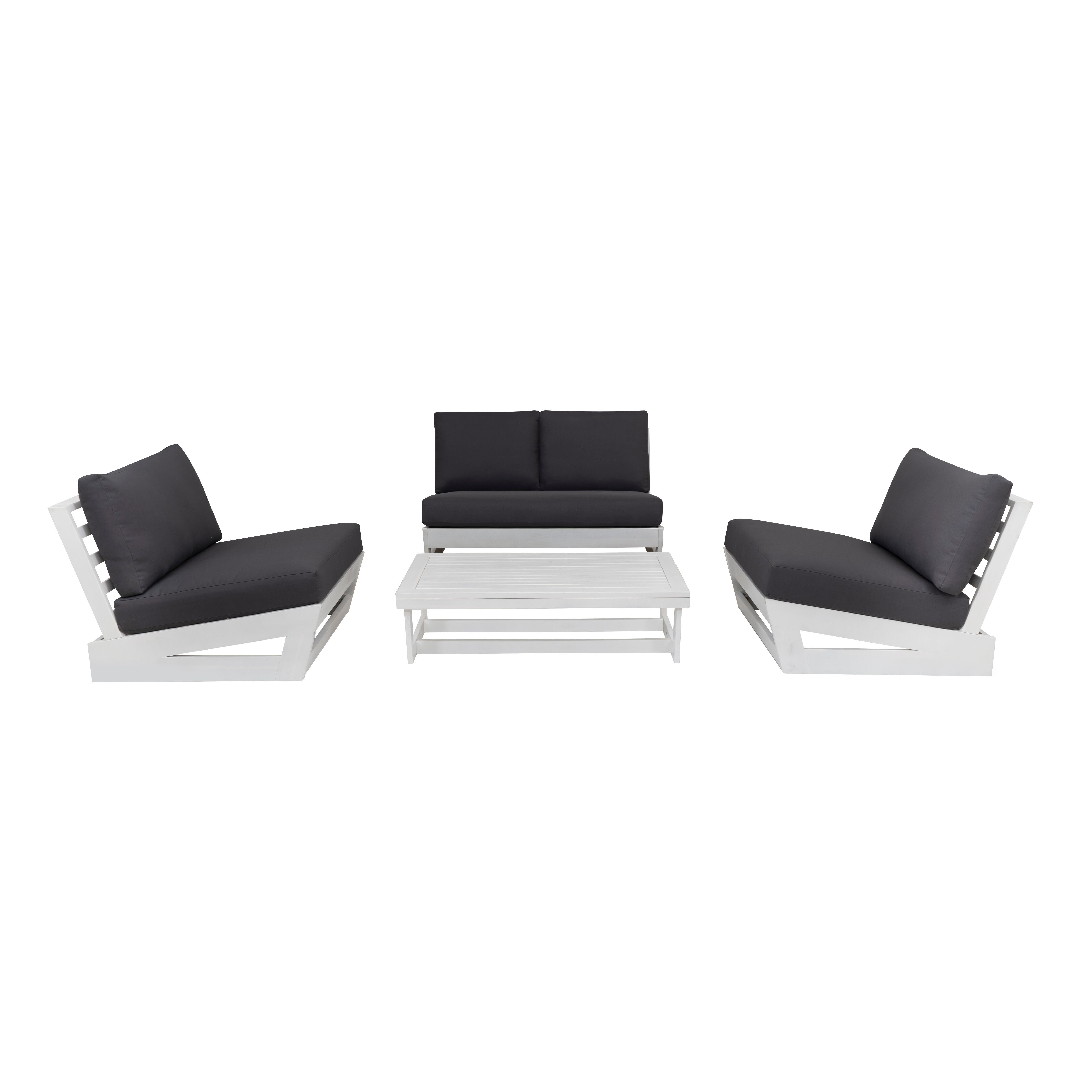 Linon Carmel Outdoor Conversation Set, White/Gray, large
