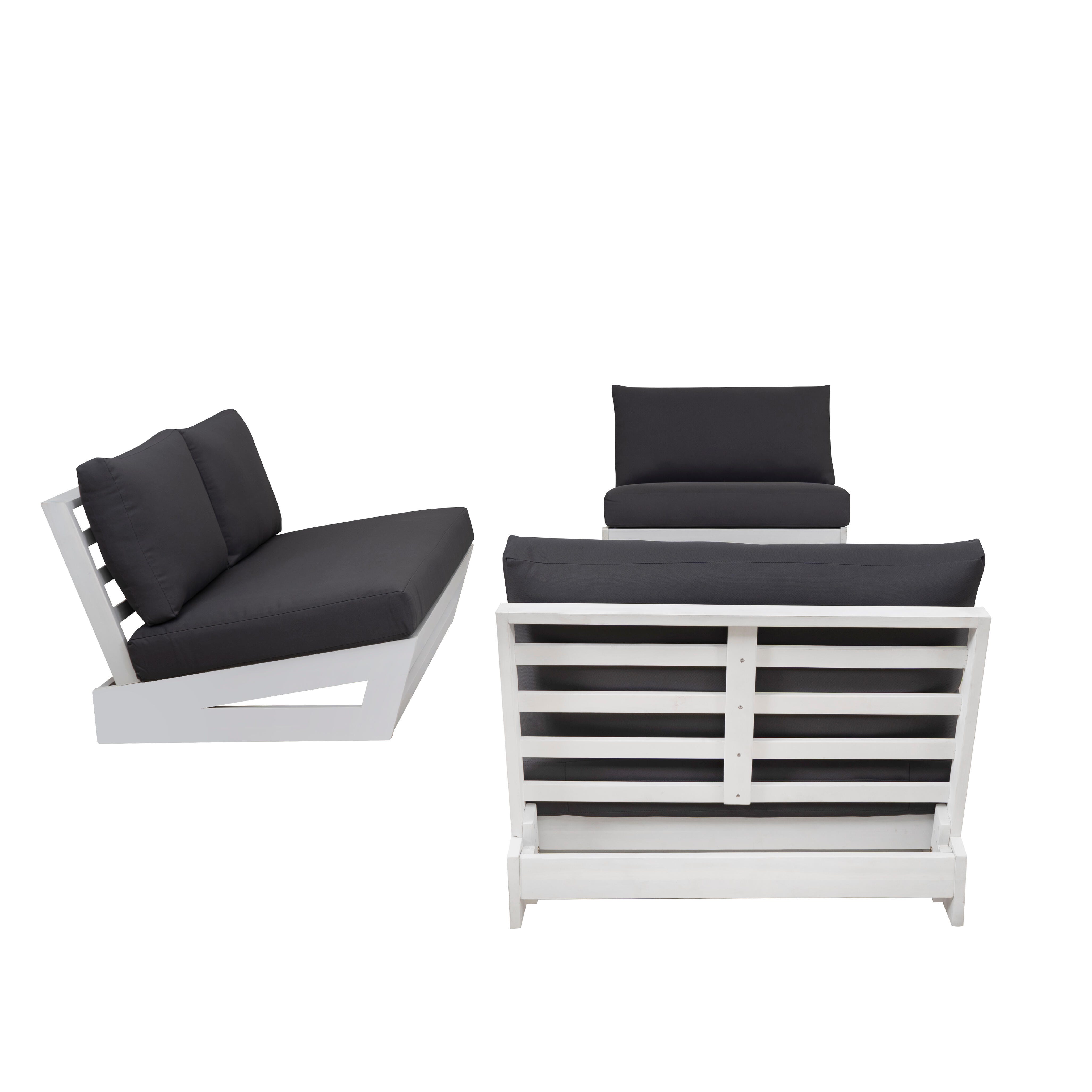 Linon Carmel Outdoor Conversation Set, White/Gray, large