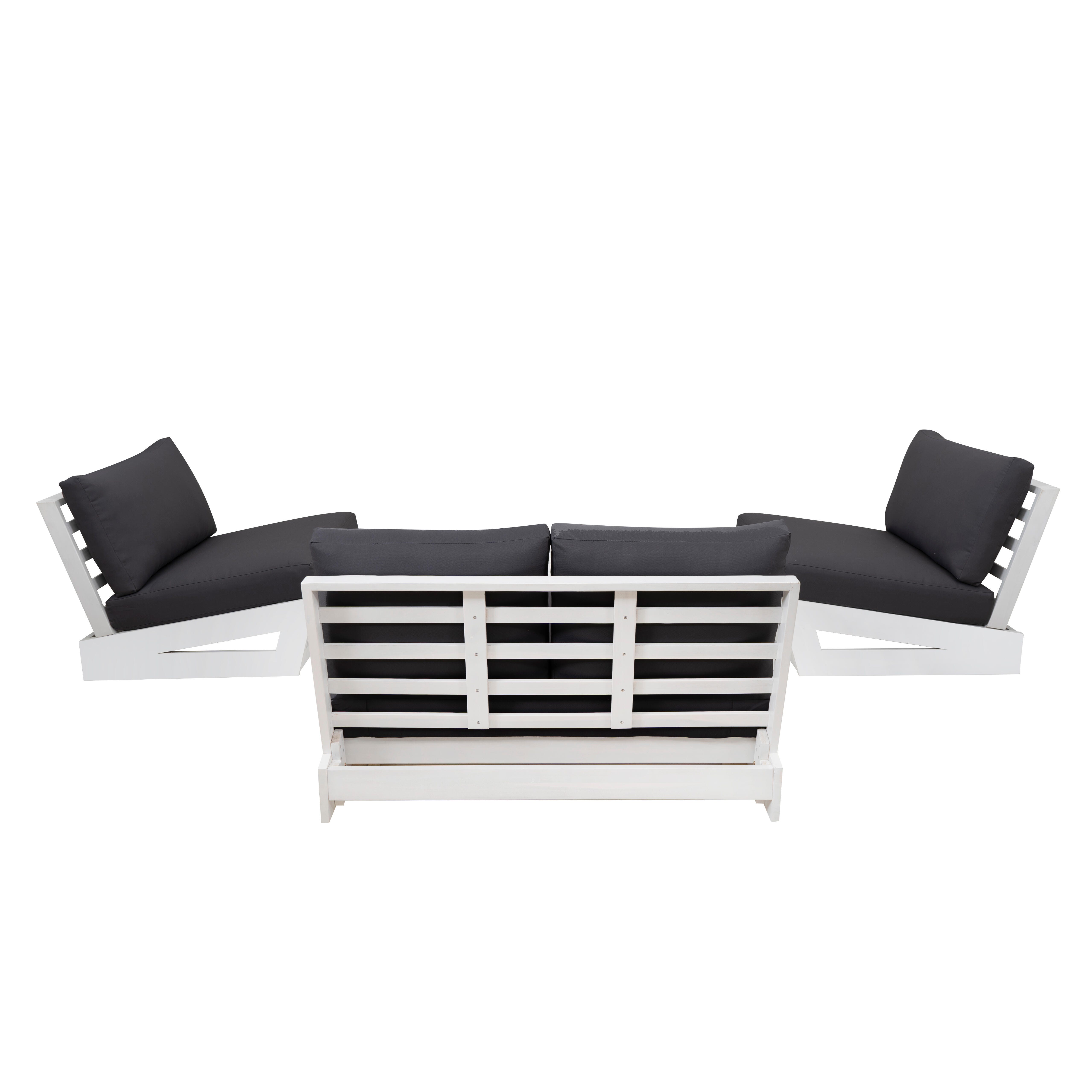 Linon Carmel Outdoor Conversation Set, White/Gray, large