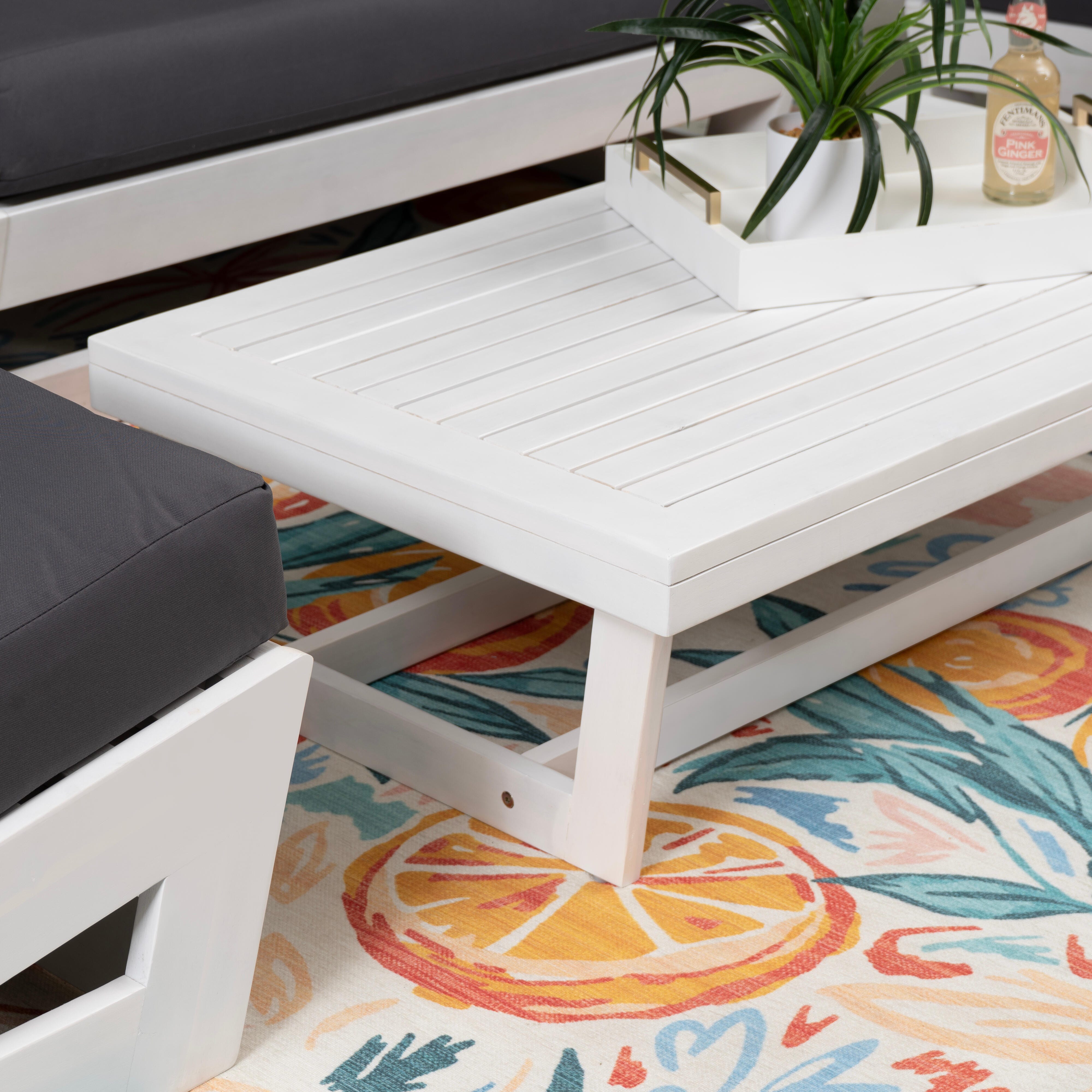 Linon Carmel Outdoor Conversation Set, White/Gray, large