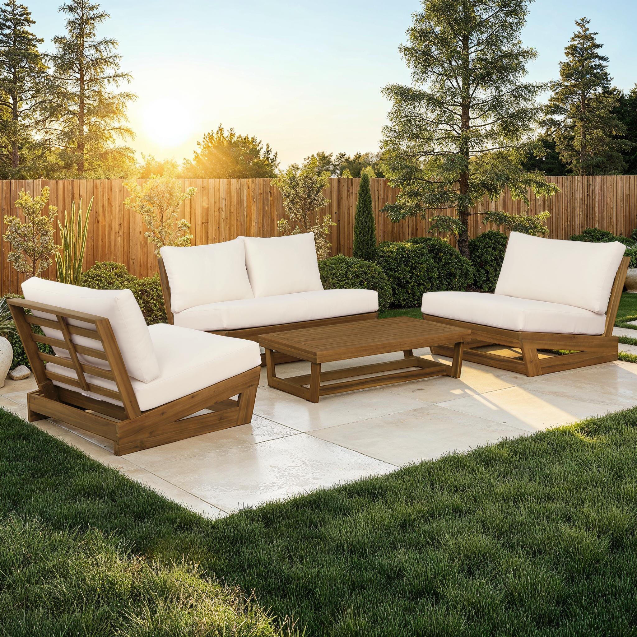 Linon Carmel Outdoor Conversation Set, Brown/Cream, rollover