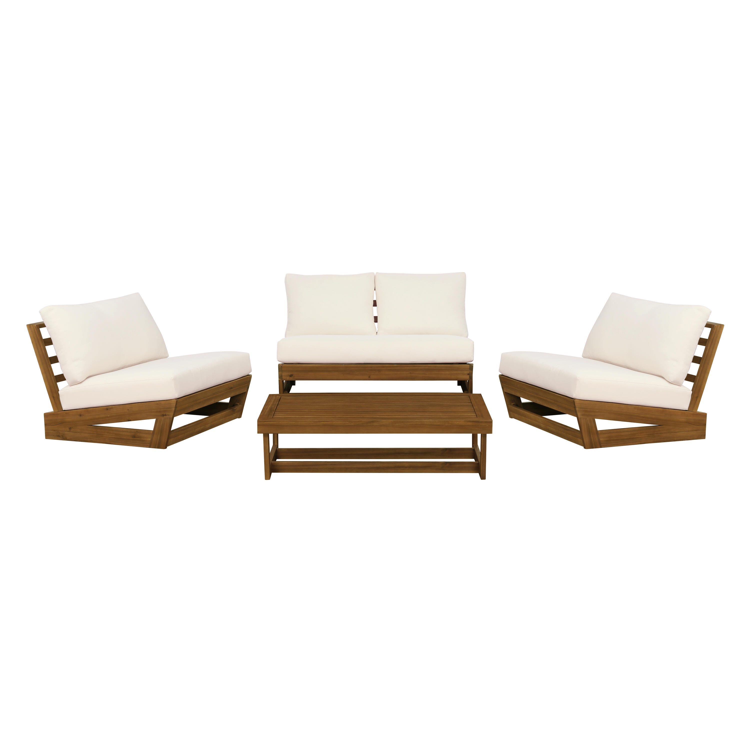 Linon Carmel Outdoor Conversation Set, Brown/Cream, large