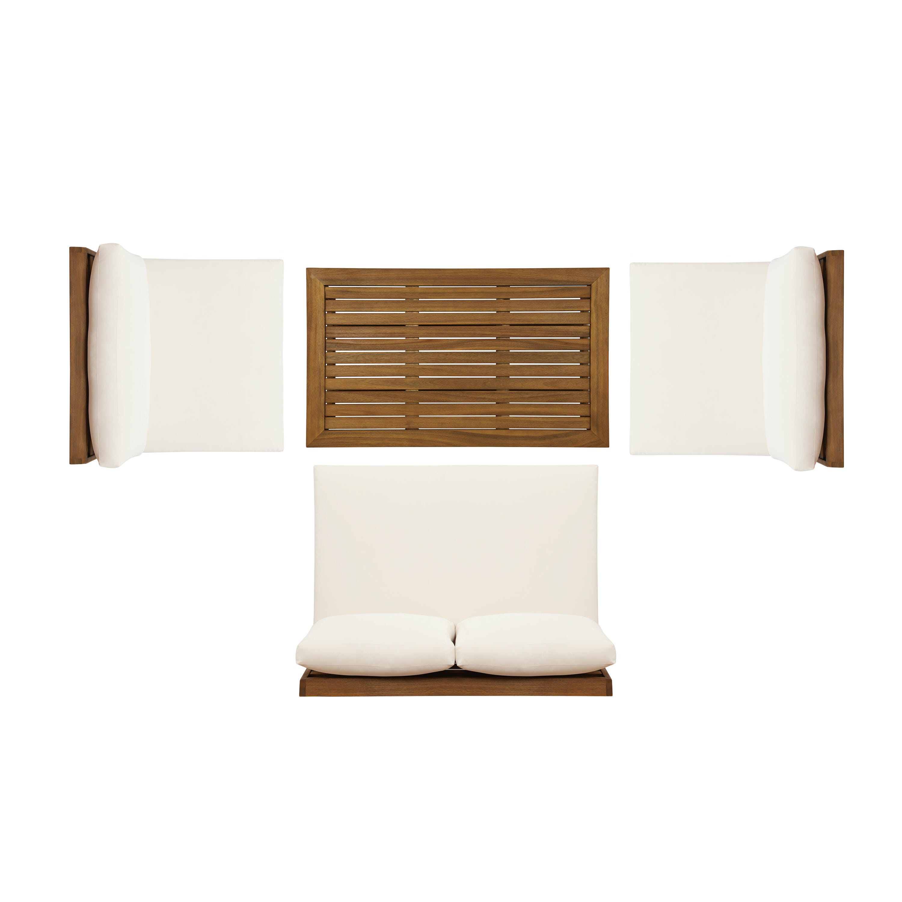 Linon Carmel Outdoor Conversation Set, Brown/Cream, large