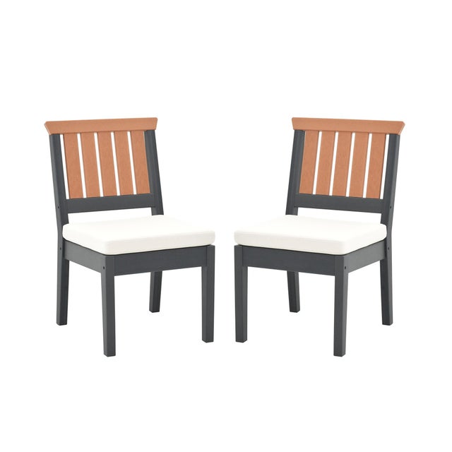 A-Eco Living Outdoor Armless Dining Chair (Set of 2), Brown/Dark Gray