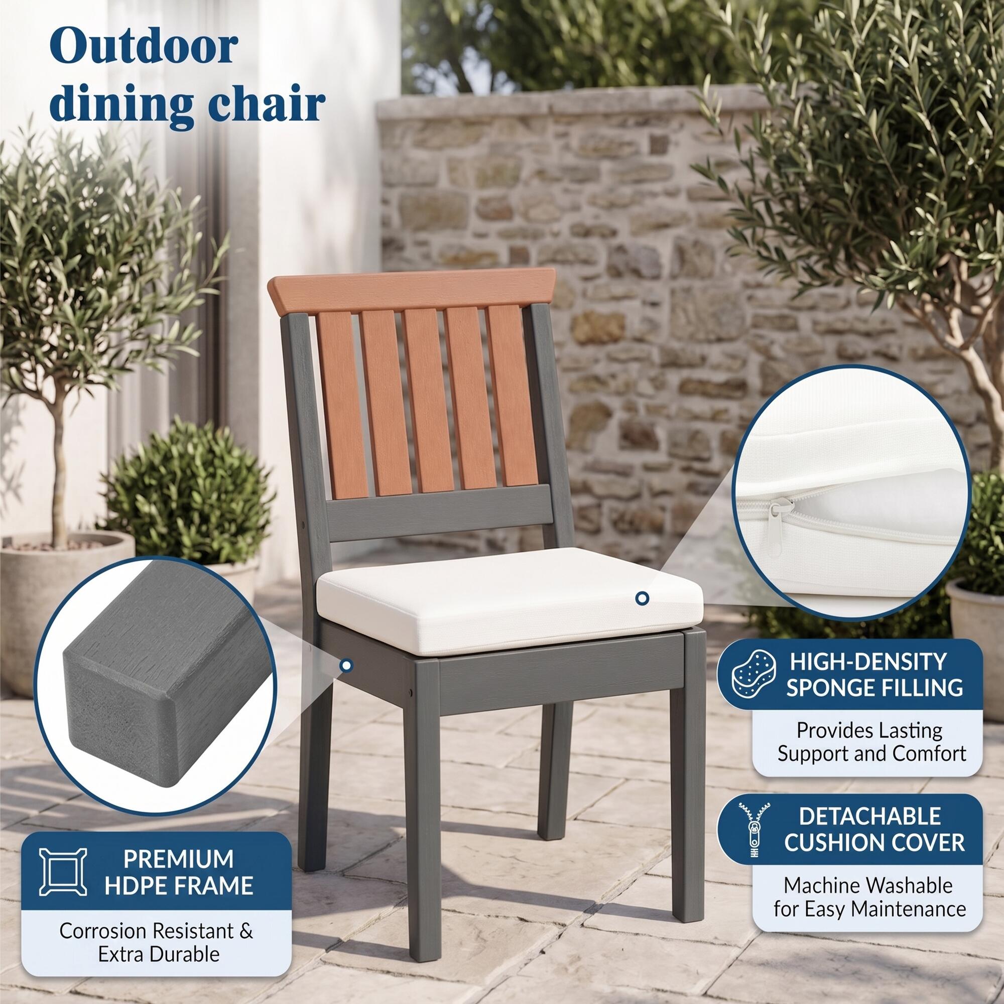A-Eco Living Outdoor Armless Dining Chair (Set of 2), , large