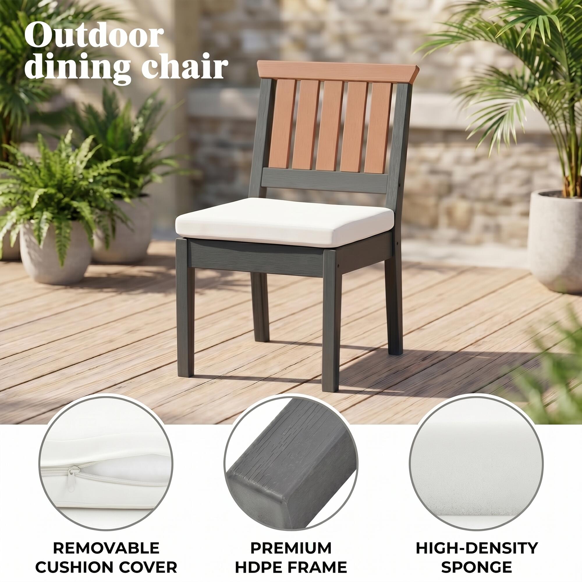 A-Eco Living Outdoor Armless Dining Chair (Set of 2), , large