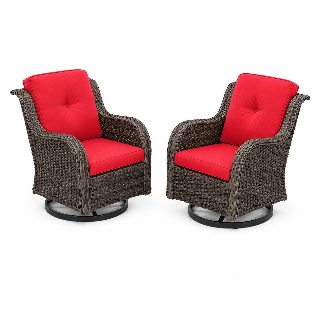 MORN HILL Haven Outdoor Swivel Lounge Chair (Set of 2), Red/Brown, large