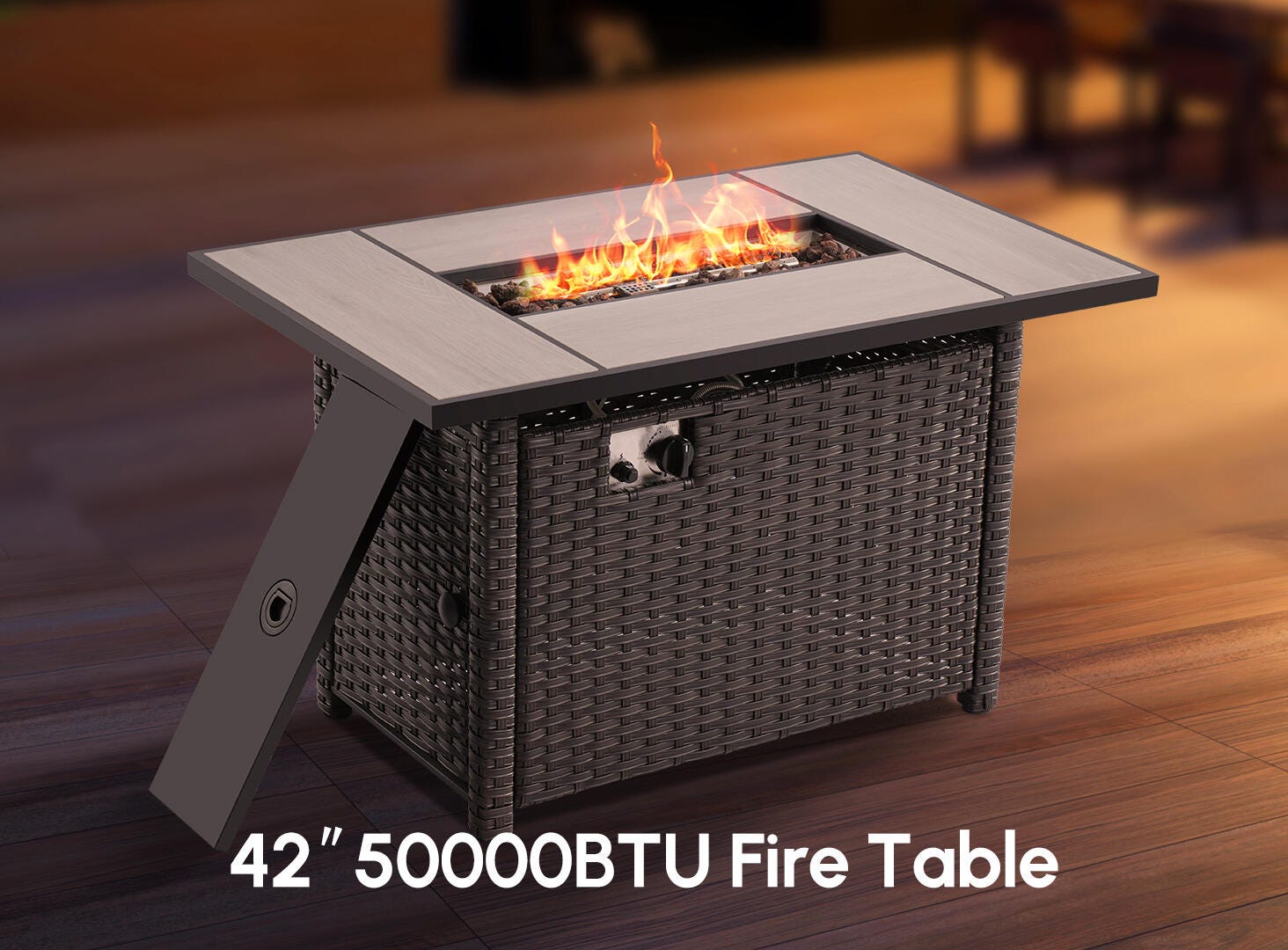 HOMLUX Outdoor Conversation Set with Fire Pit Table, Orange, large