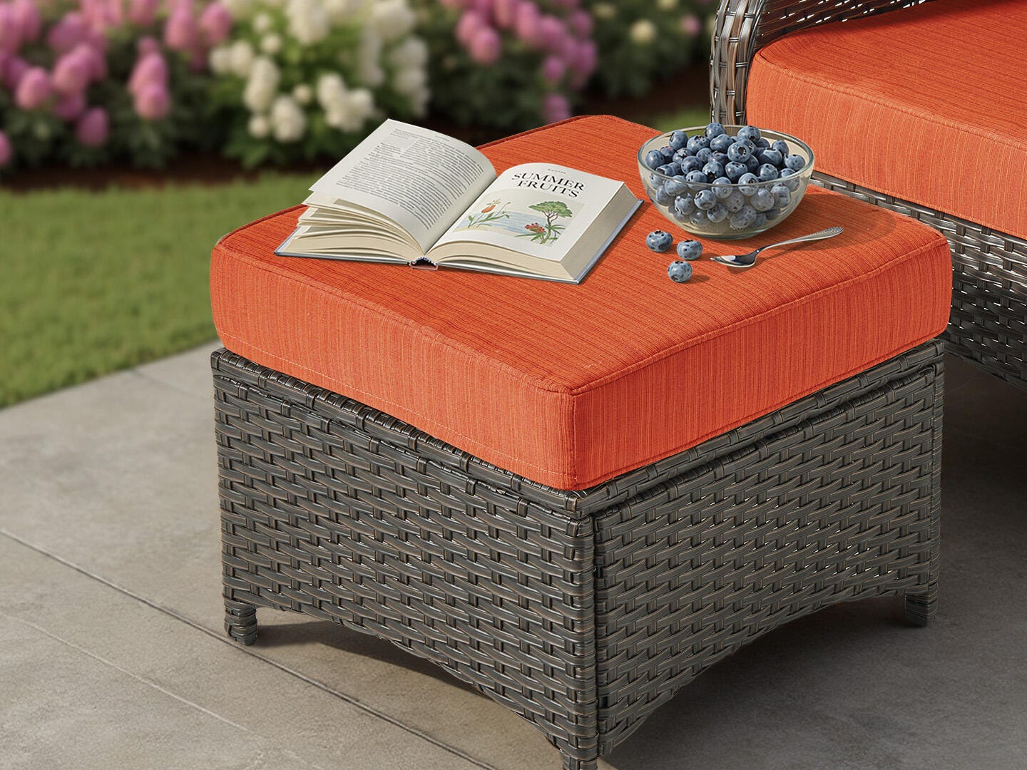 HOMLUX Outdoor Conversation Set with Fire Pit Table, Orange, large