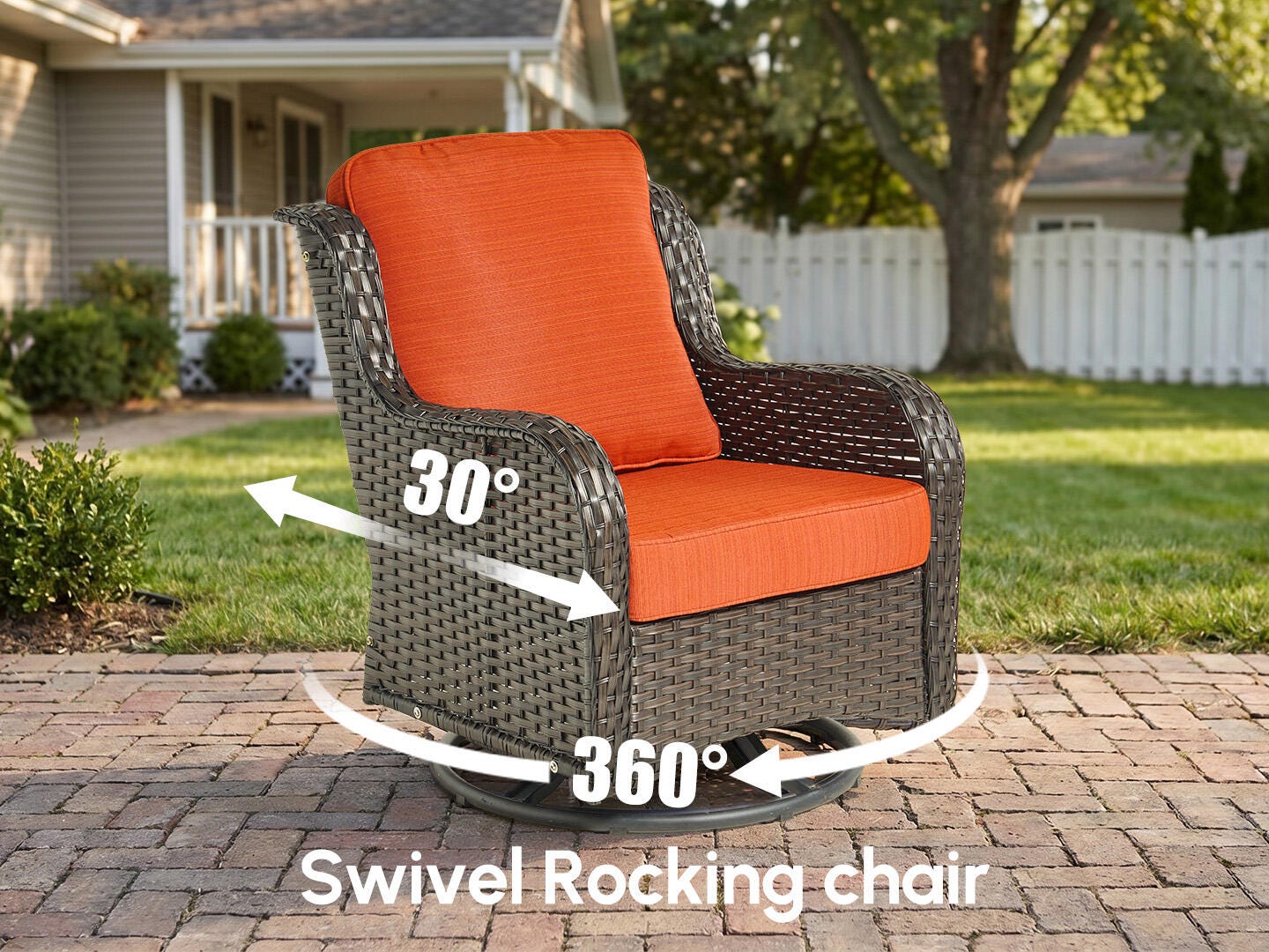 HOMLUX Outdoor Conversation Set with Fire Pit Table, Orange, large
