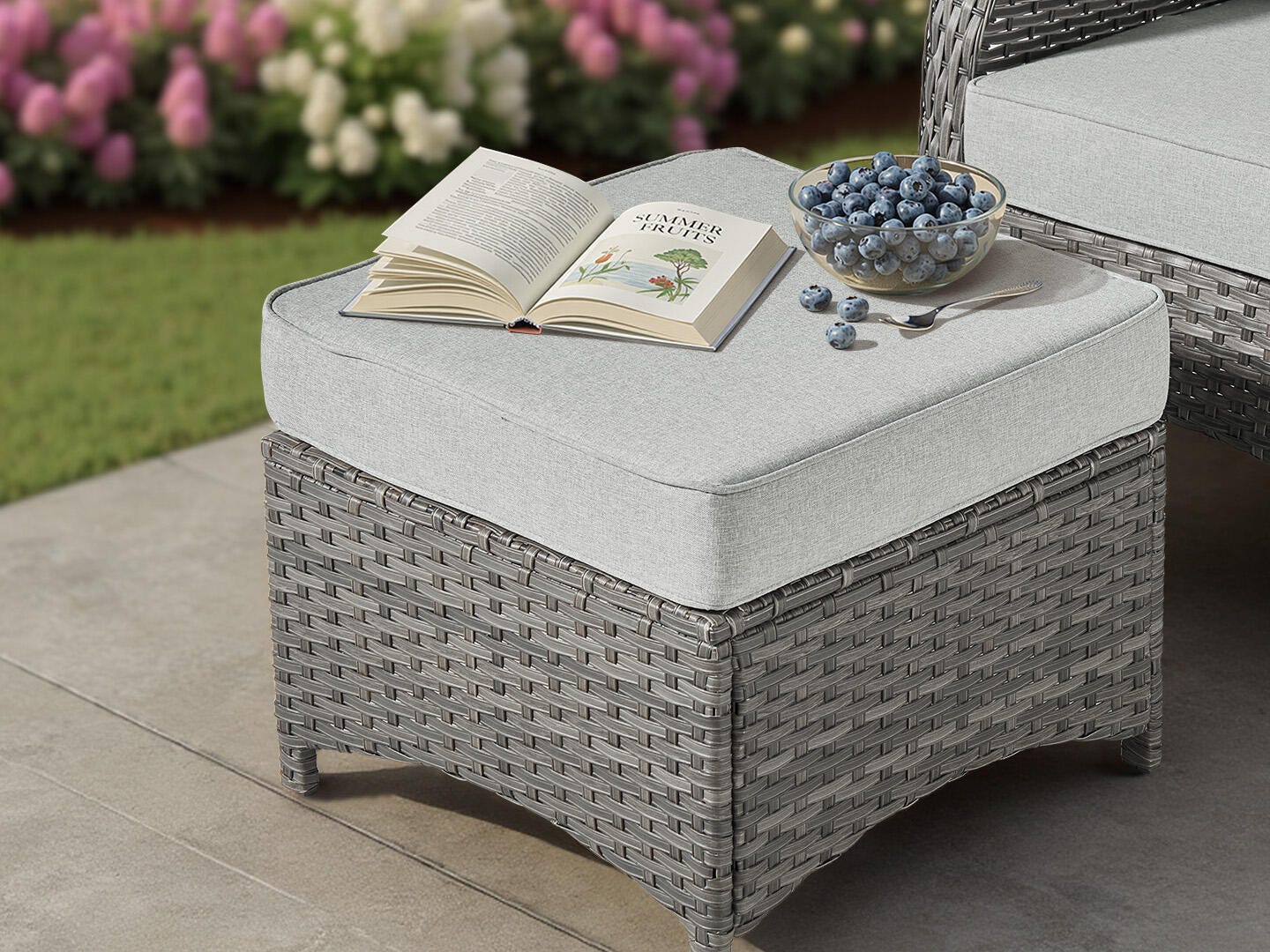 HOMLUX Outdoor Conversation Set with Fire Pit Table, Gray, large