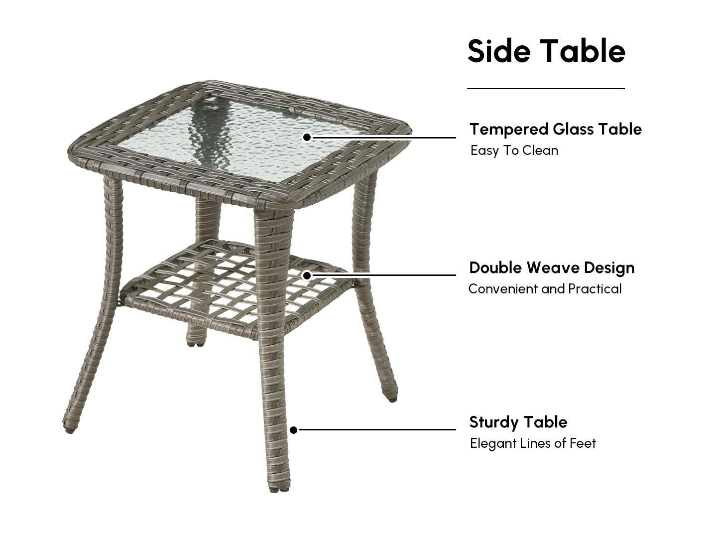 HOMLUX Solid Outdoor Conversation Set with Fire Pit Table, Gray, large