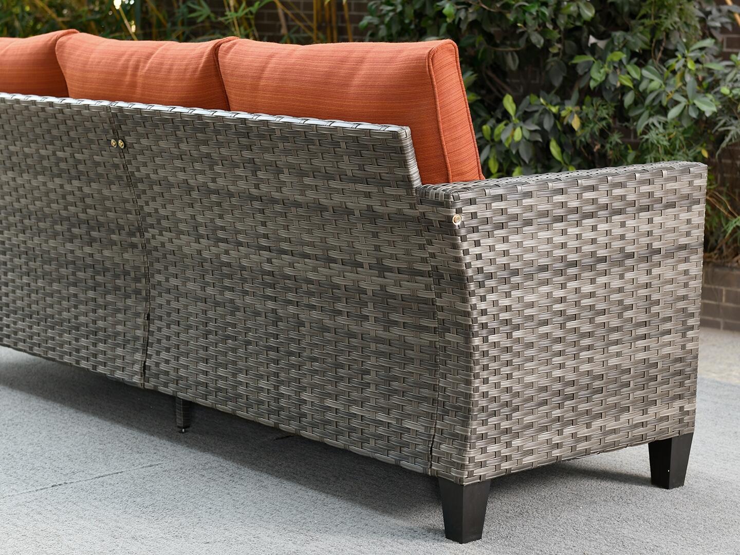 HOMLUX Solid Outdoor Conversation Set with Fire Pit Table, Orange, large