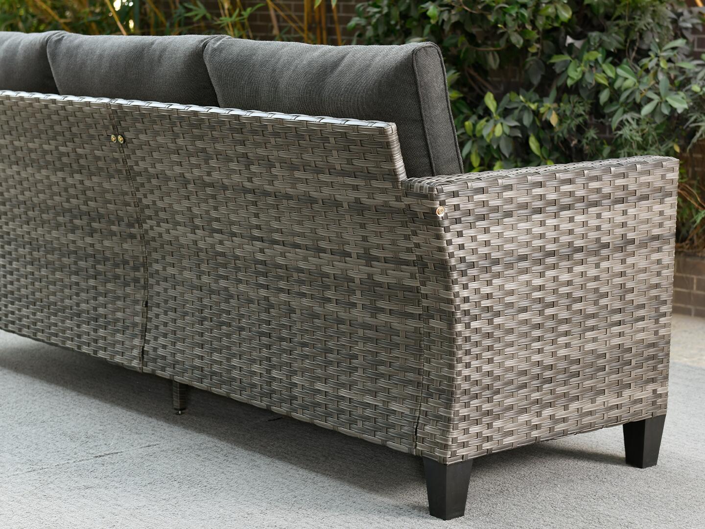 HOMLUX Solid Outdoor Conversation Set with Fire Pit Table, Light Gray, large