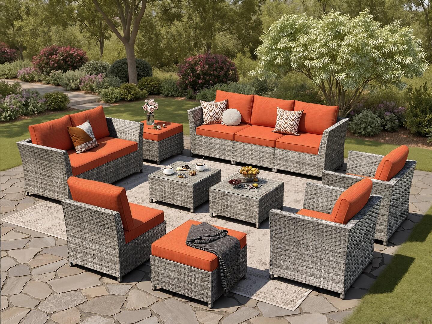 HOMLUX Outdoor Conversation Set, Orange, rollover