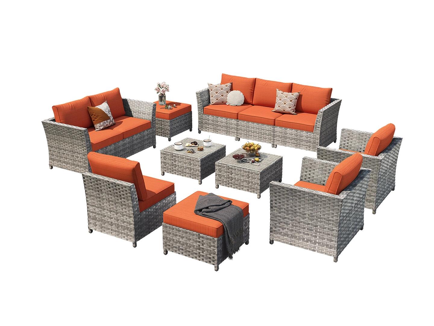 HOMLUX Outdoor Conversation Set, Orange, large