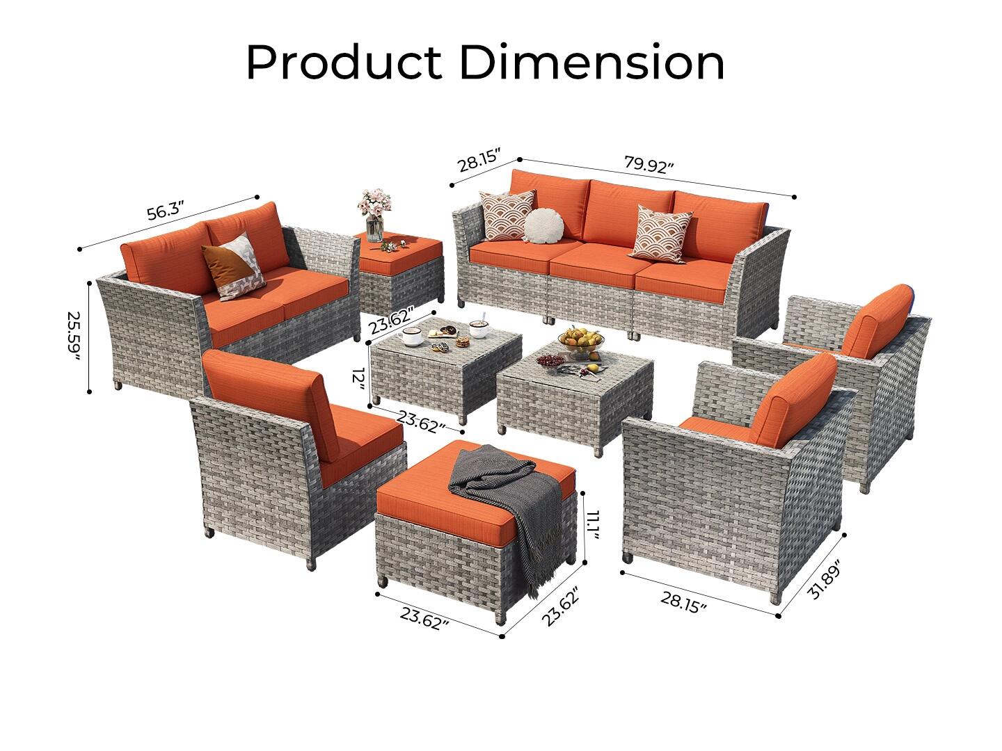 HOMLUX Outdoor Conversation Set, Orange, large