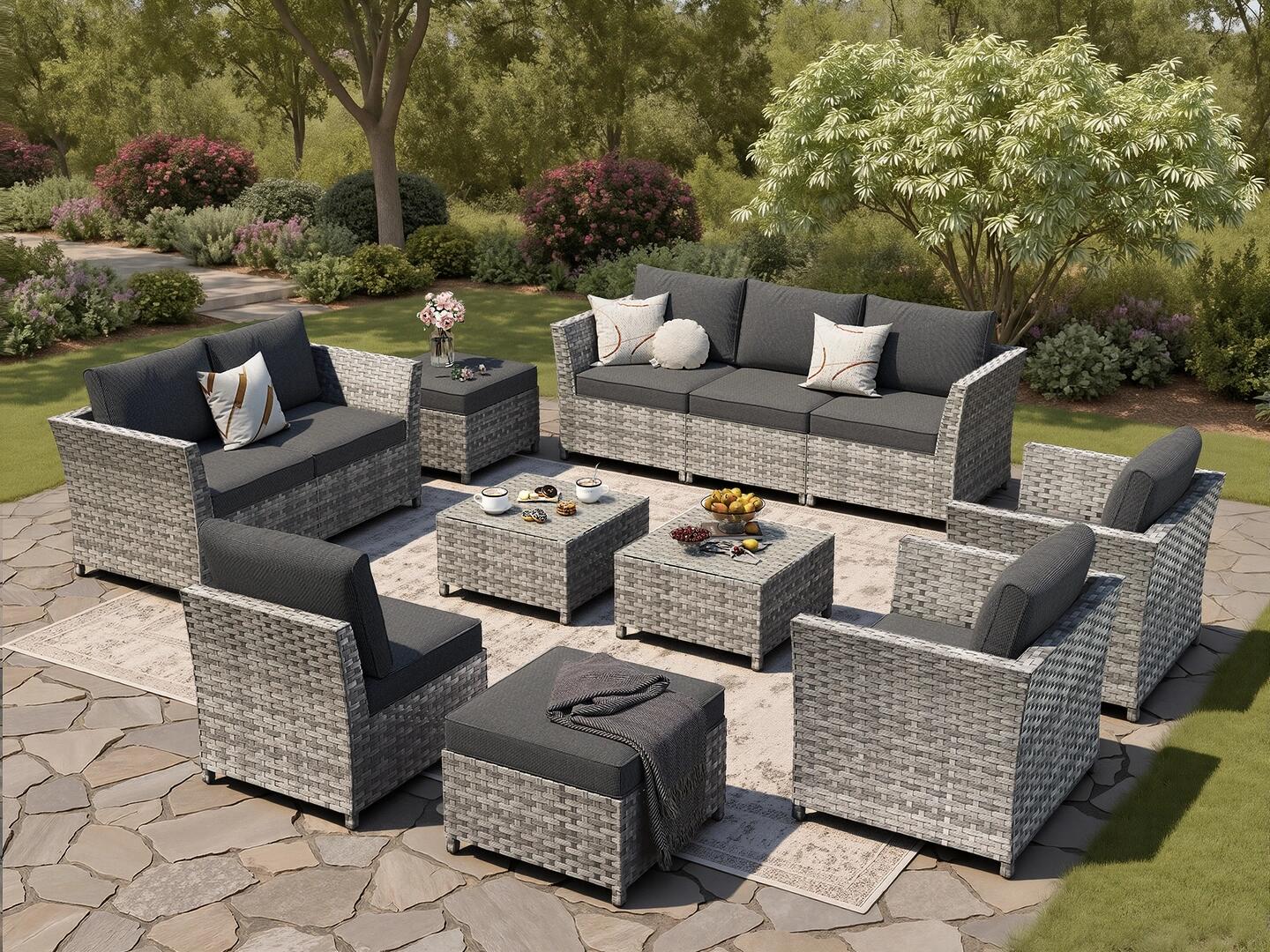 HOMLUX Outdoor Conversation Set, Gray, rollover