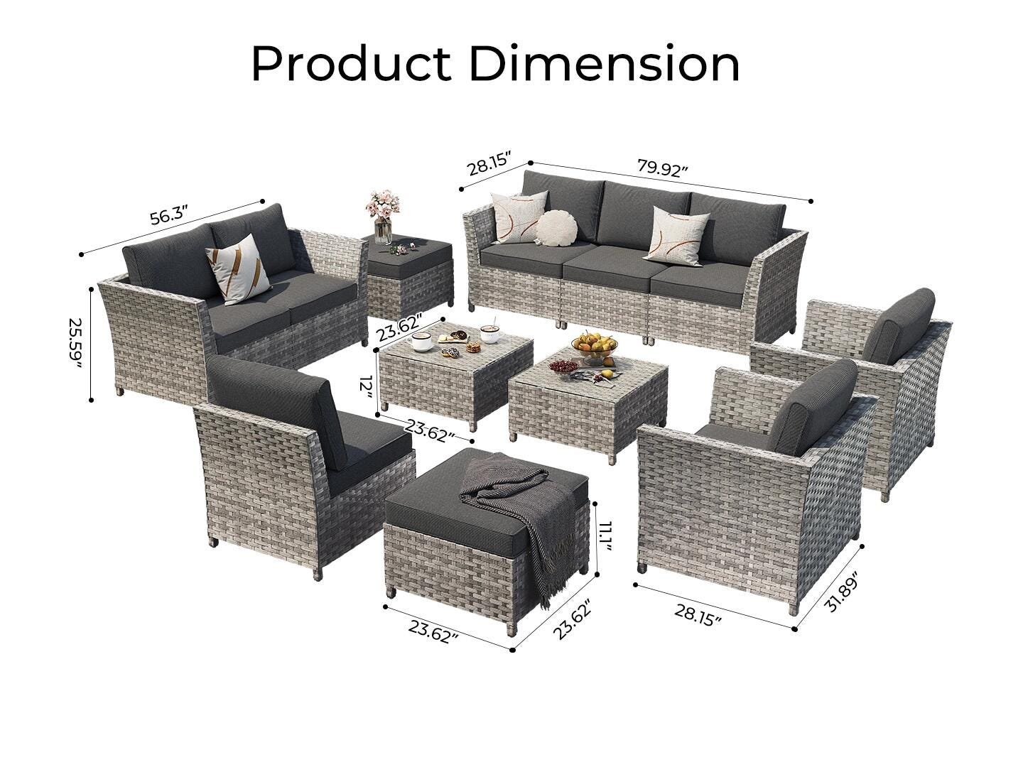 HOMLUX Outdoor Conversation Set, Gray, large