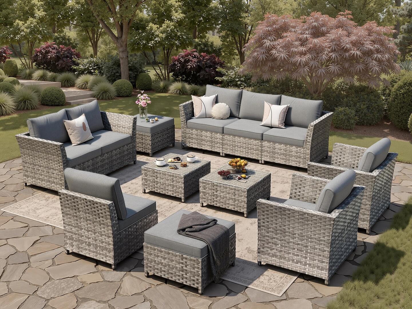 HOMLUX Outdoor Conversation Set, Dark Gray, large