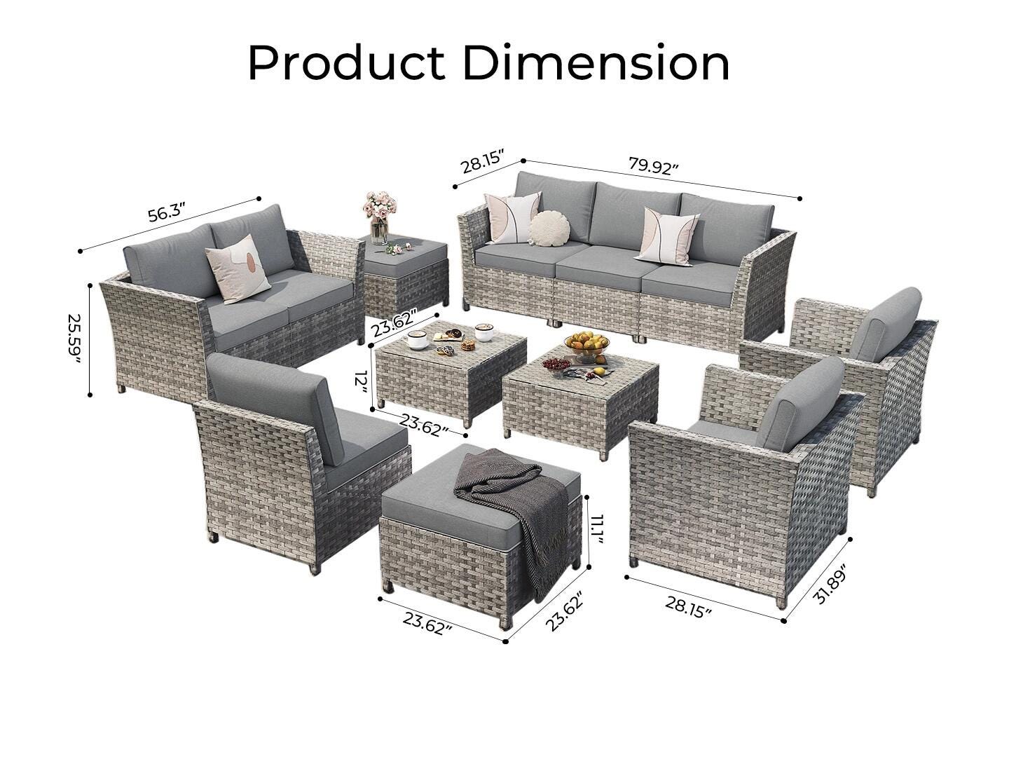 HOMLUX Outdoor Conversation Set, Dark Gray, large