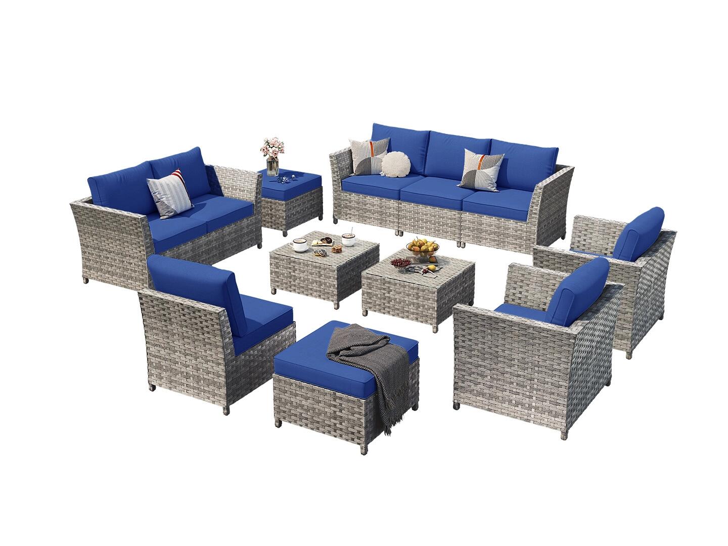 HOMLUX Outdoor Conversation Set, Navy Blue, large