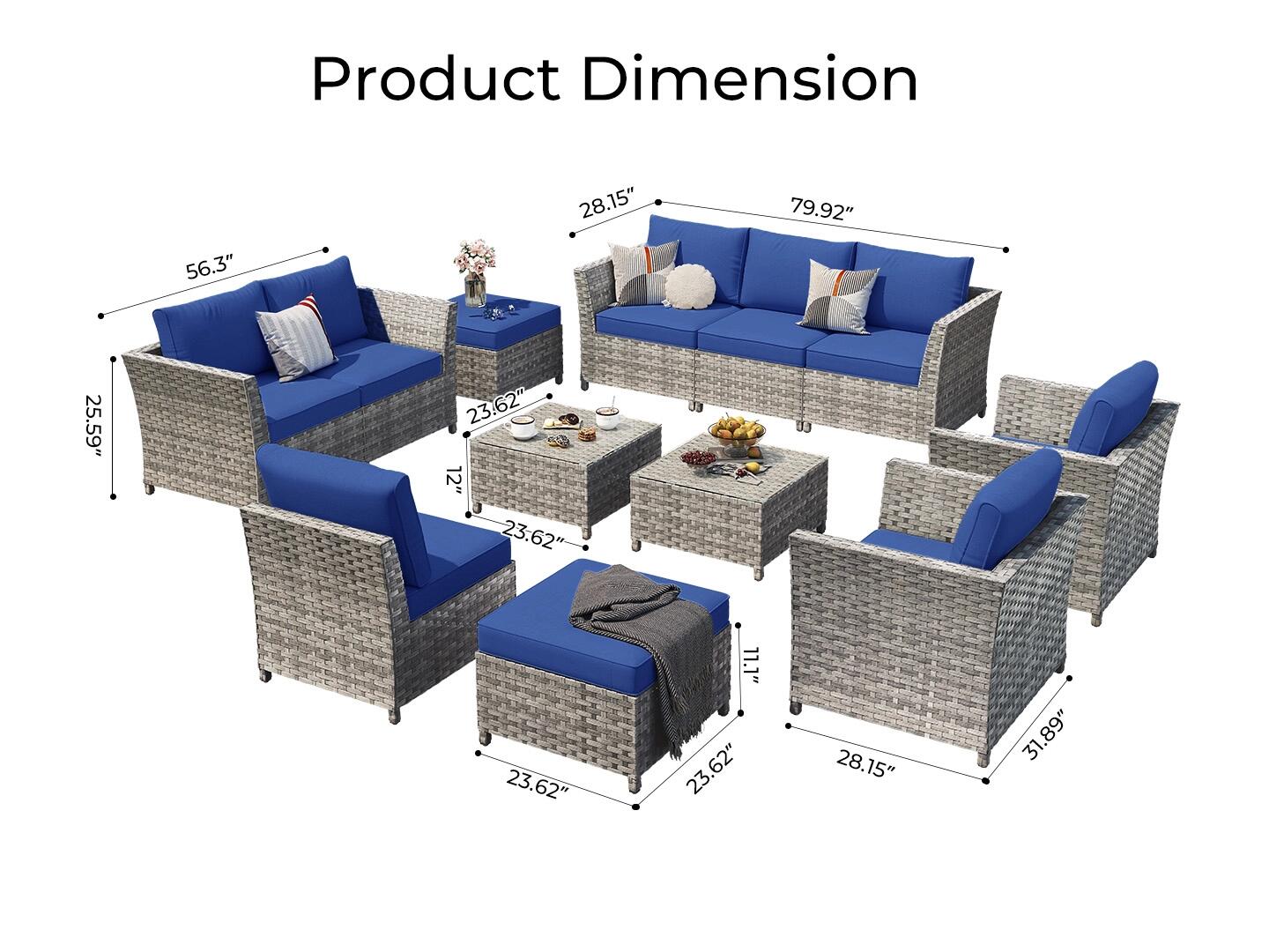 HOMLUX Outdoor Conversation Set, Navy Blue, large
