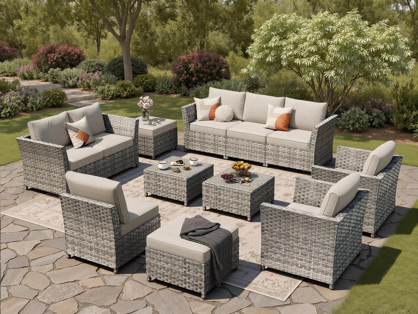 HOMLUX Outdoor Conversation Set, Beige, rollover