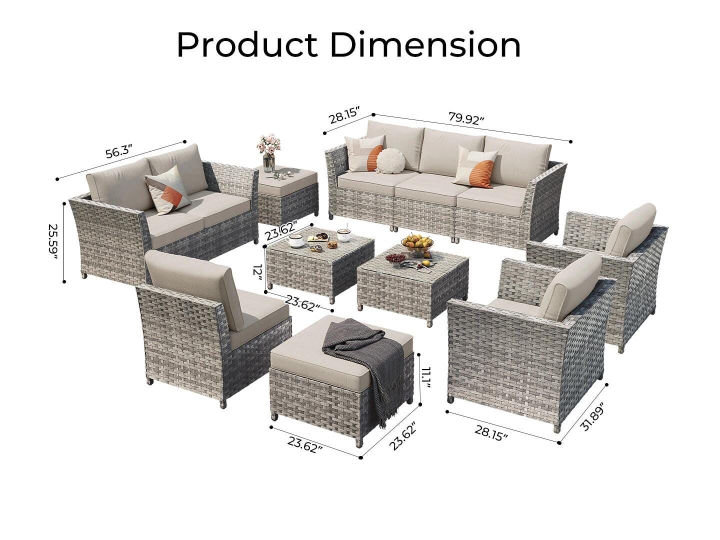 HOMLUX Outdoor Conversation Set, Beige, large