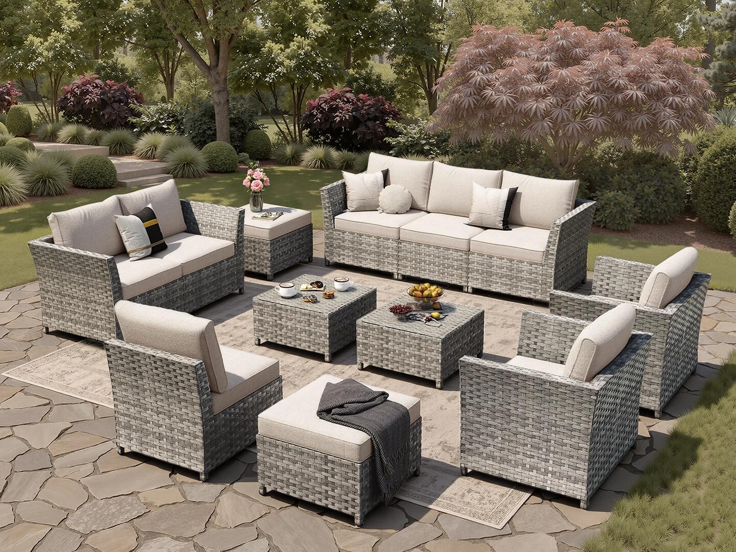 HOMLUX Outdoor Conversation Set, Tan, rollover